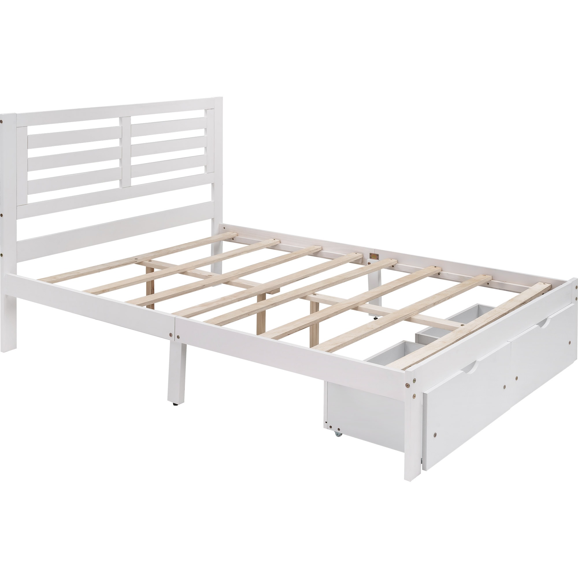 CASAINC WM-WF198181AAK Gray Full Wood Platform Bed with Storage