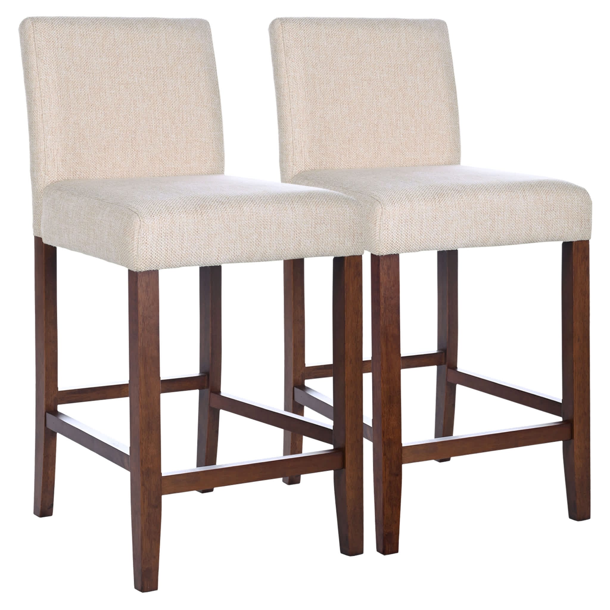 Vynxaria LEXY0834-DJKC-CY176 Beige Counter Dining Chairs  MidCentury Modern Bar Stools Set of 2