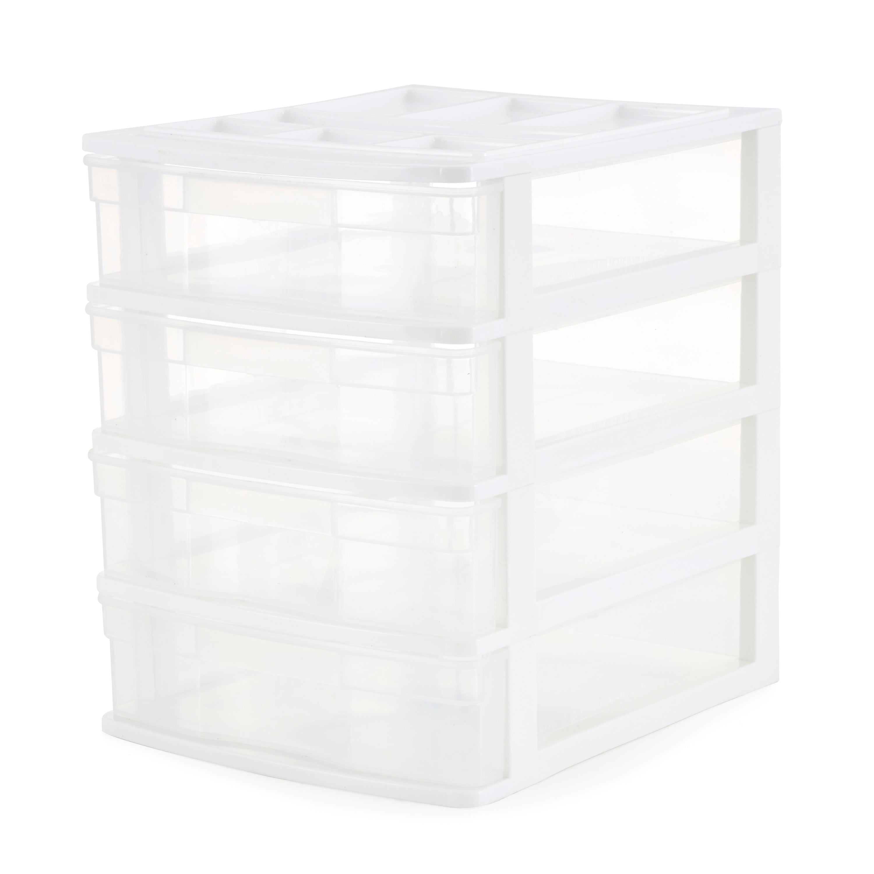 Gracious Living 268670 4 -Drawers White Stackable Plastic Storage Storage drawer 12.75-Inches H x 12-Inches W x 10-Inches D