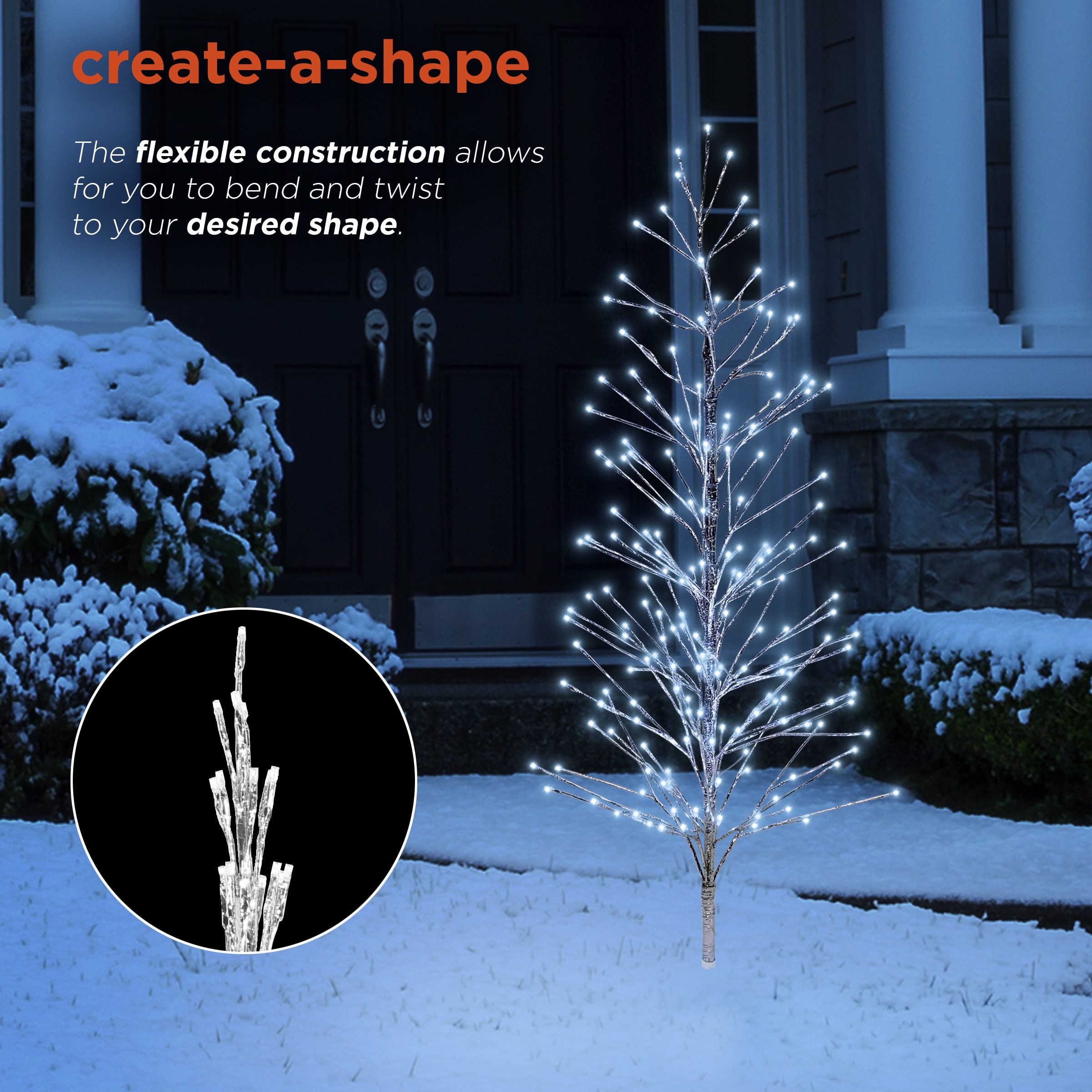 60" Silver Christmas Tree with Cool White LED Lights