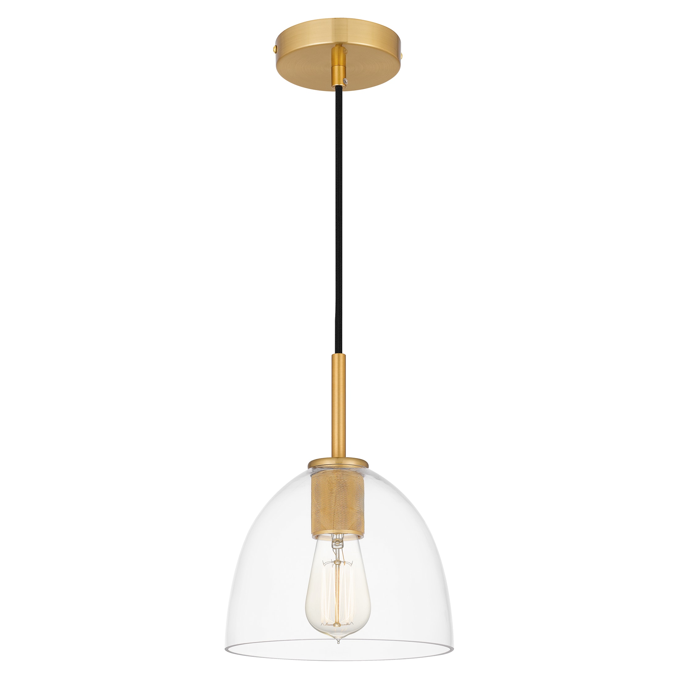 Ashley Harbour ASH33055A Corinth Aged Brass Transitional Clear Glass Dome Mini Pendant Light
