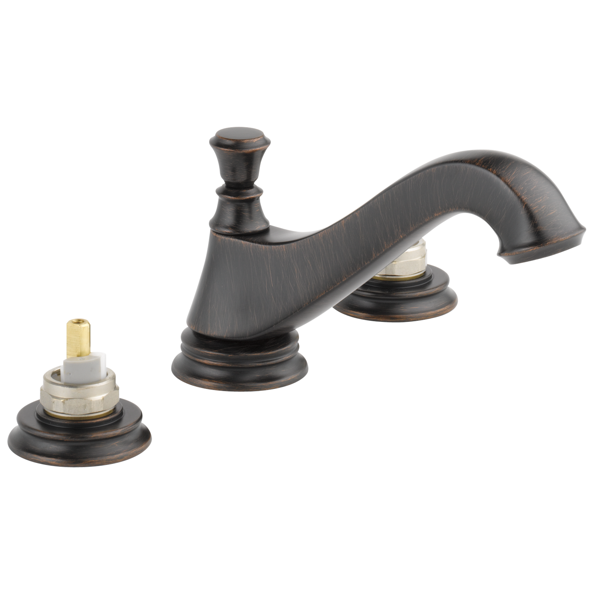 Delta 3595LF-RBMPU-LHP Cassidy Venetian Bronze Widespread Sold separately WaterSense Low-arc Residential Handle Bathroom Sink Faucet with Drain