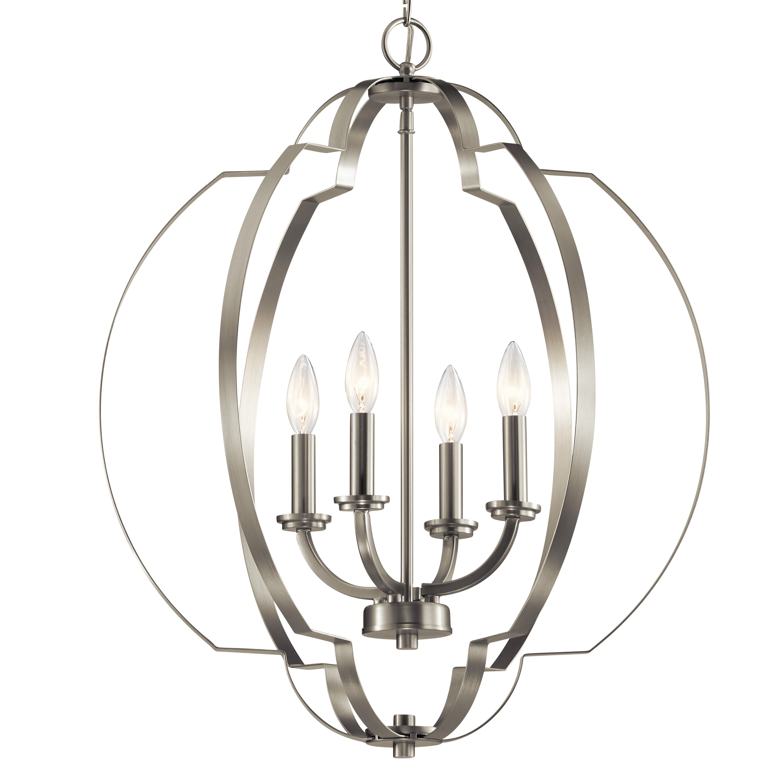 Classic Voleta 22" Wide 4-Light Cage Pendant in Brushed Nickel
