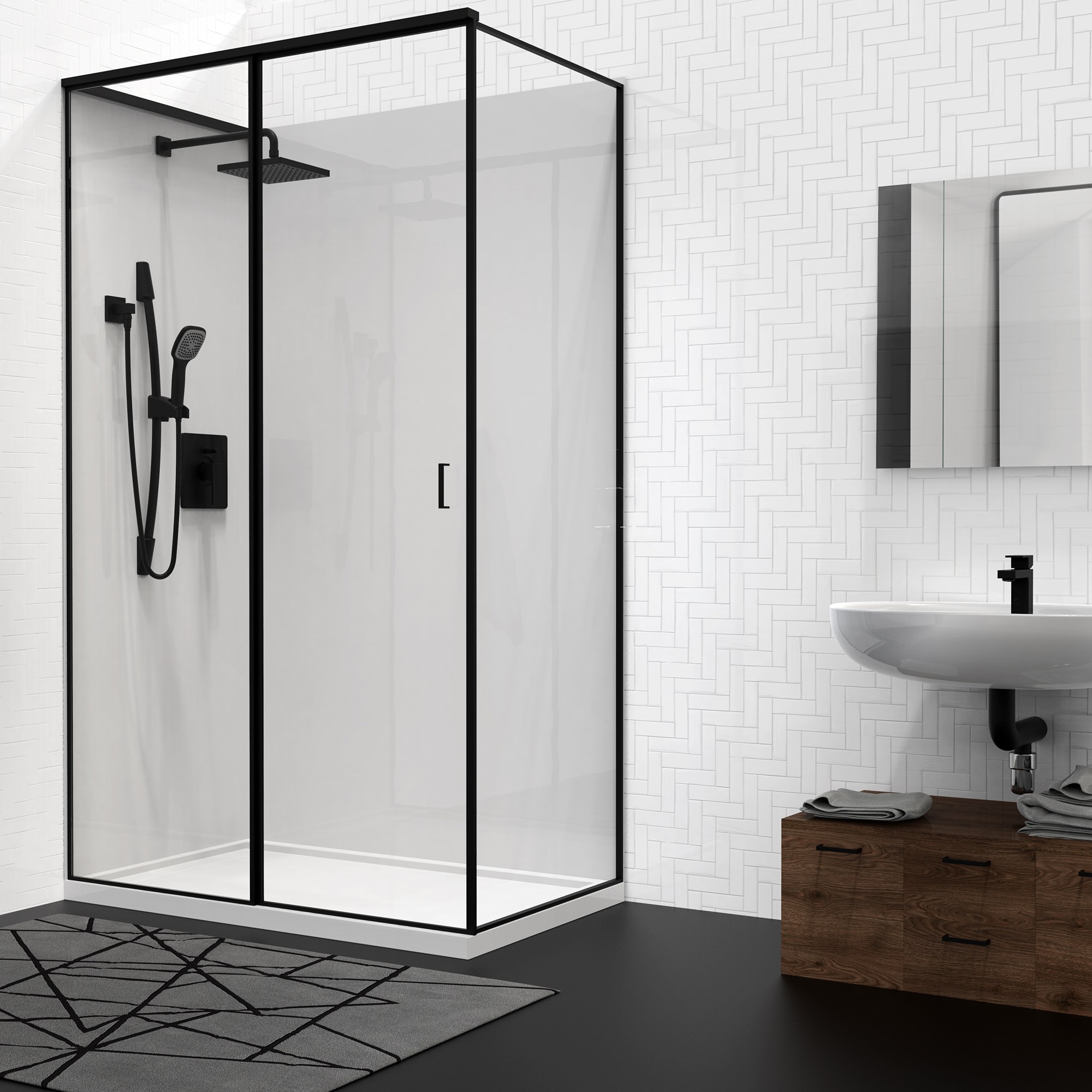 Belanger Quadrato Matte Black 1-handle Single Function Square Shower ...