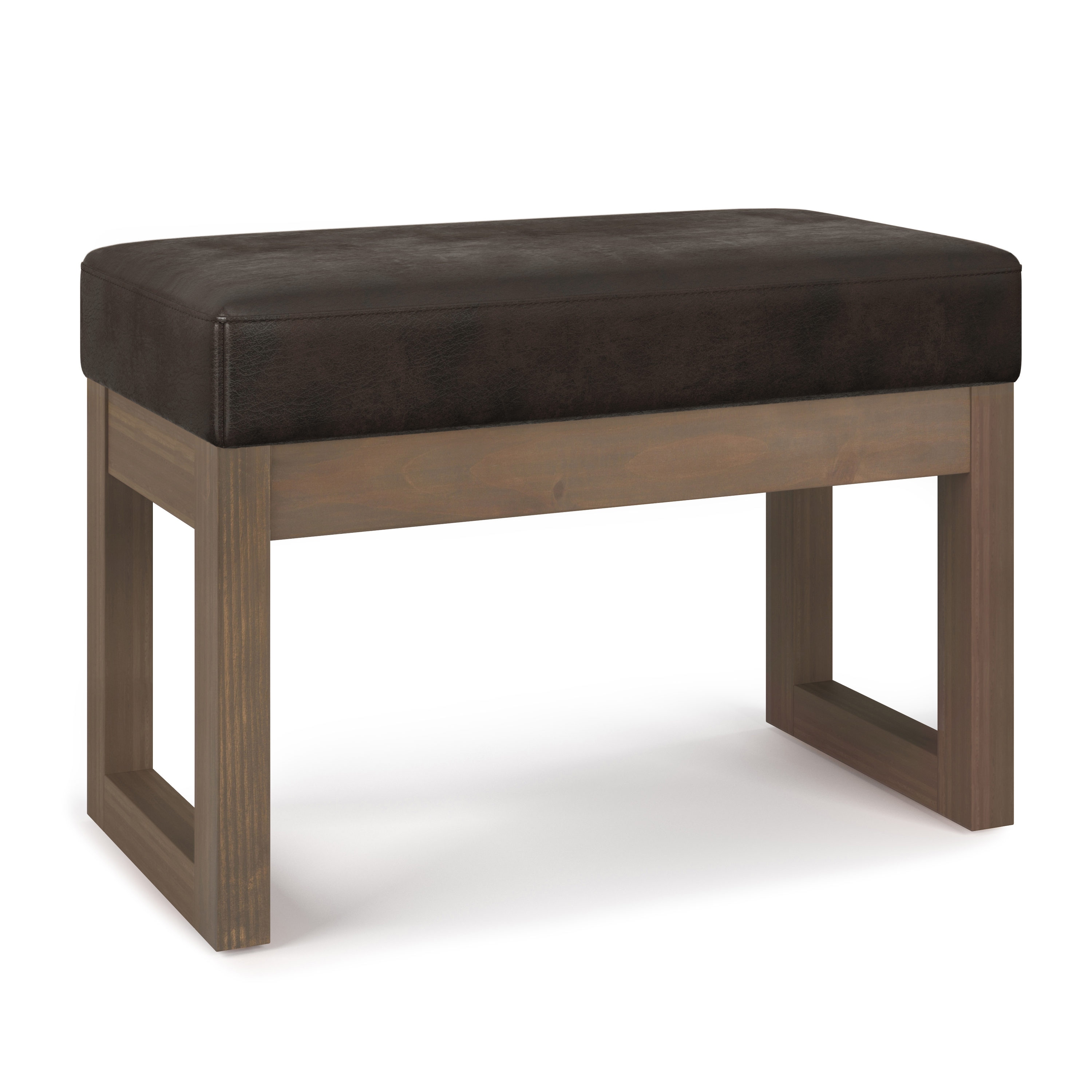 Simpli Home AXCOT-252S-DBR Milltown Modern Distressed Brown Faux leather Storage Ottoman