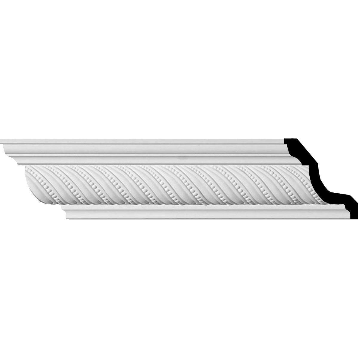 Primed White Beaded Rope Polyurethane Crown Moulding