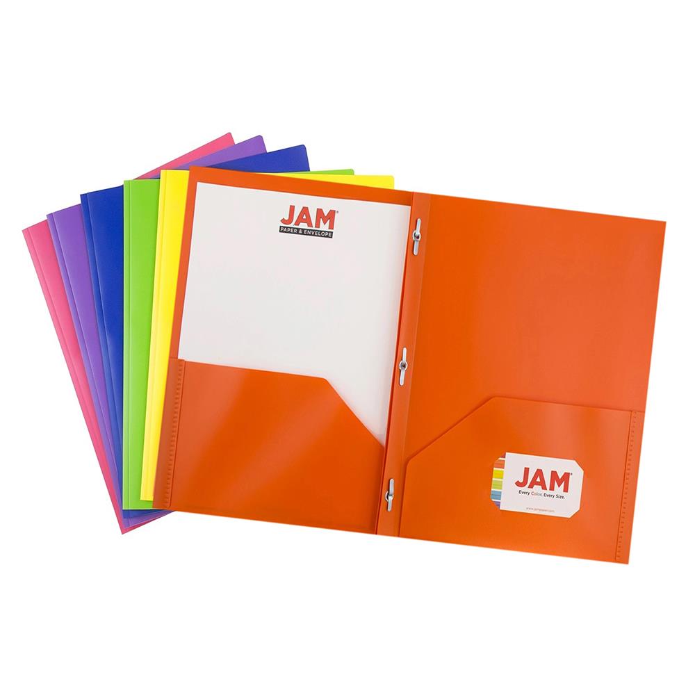 JAM Paper 382ECBGYPOFU 6-Pack Assorted Plastic 9-in x 12-in Pocket Folder