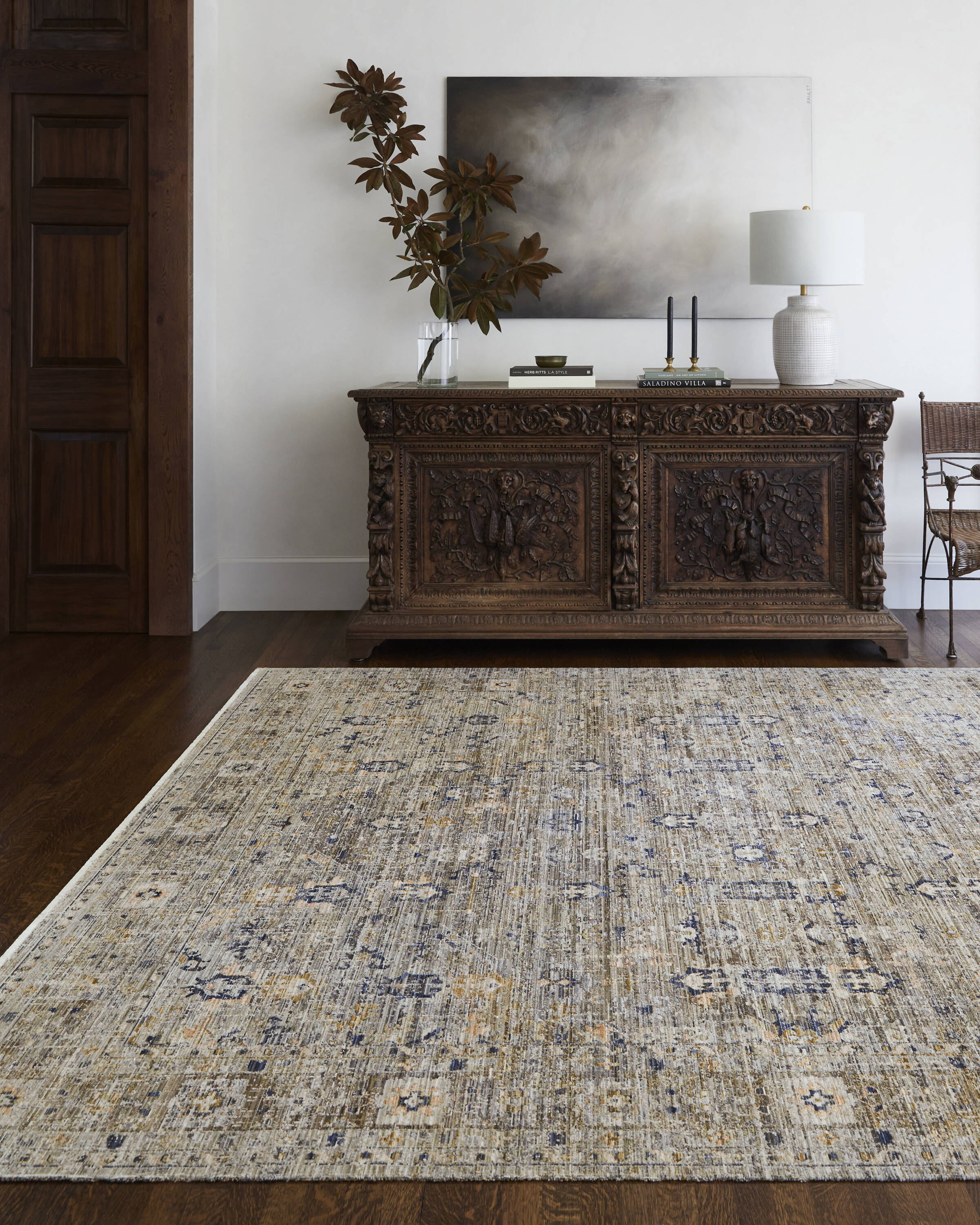 Livabliss BOMG2305-71010 Becki Owens Ren 7 x 10 (ft) Polyester Taupe/Charcoal Rectangular Indoor/Outdoor Medallion Machine washable Area rug