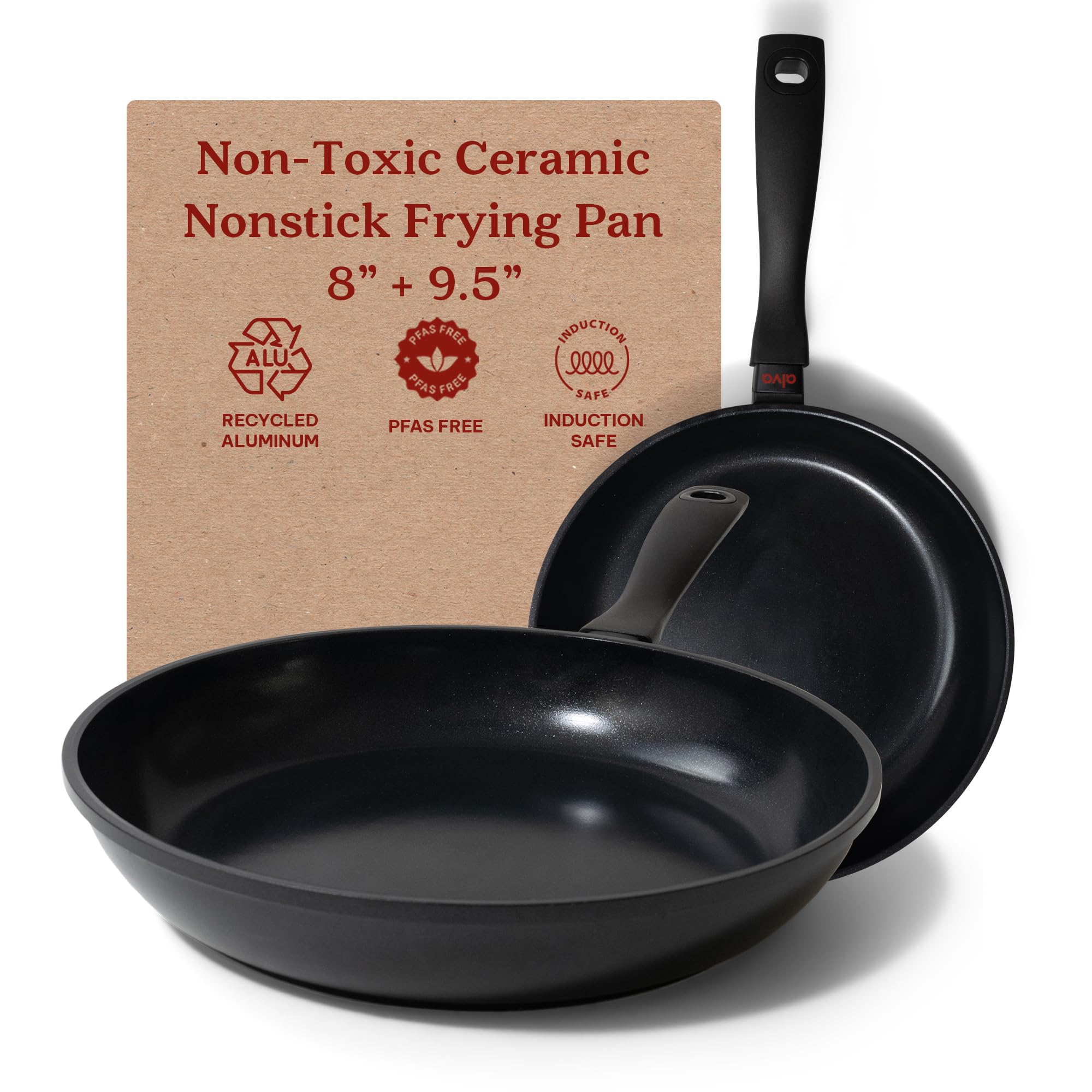 alva 100608 Energy 8-in and 9.5-in Non Stick Ceramic Frying Pan All Stovetop Safe
