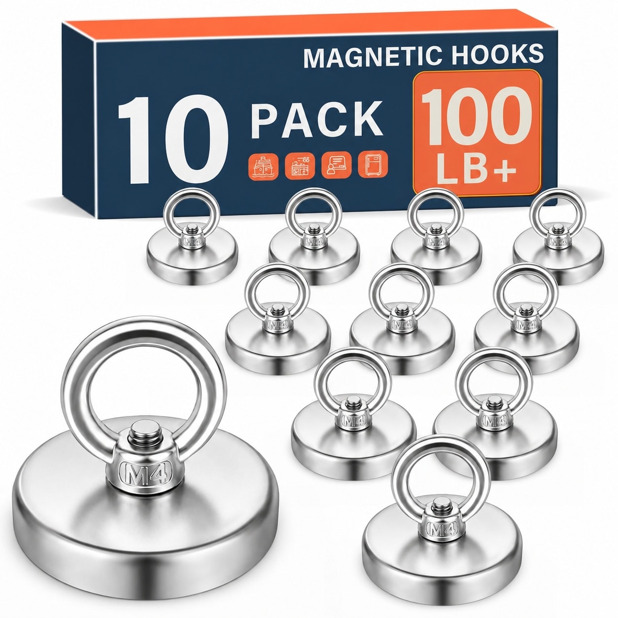 Justincity  Strong Magnetic Hooks 10 Pack Heavy Duty Neodymium Hooks for Metal Doors Kitchen Workshop Garage Organization durable home and garden