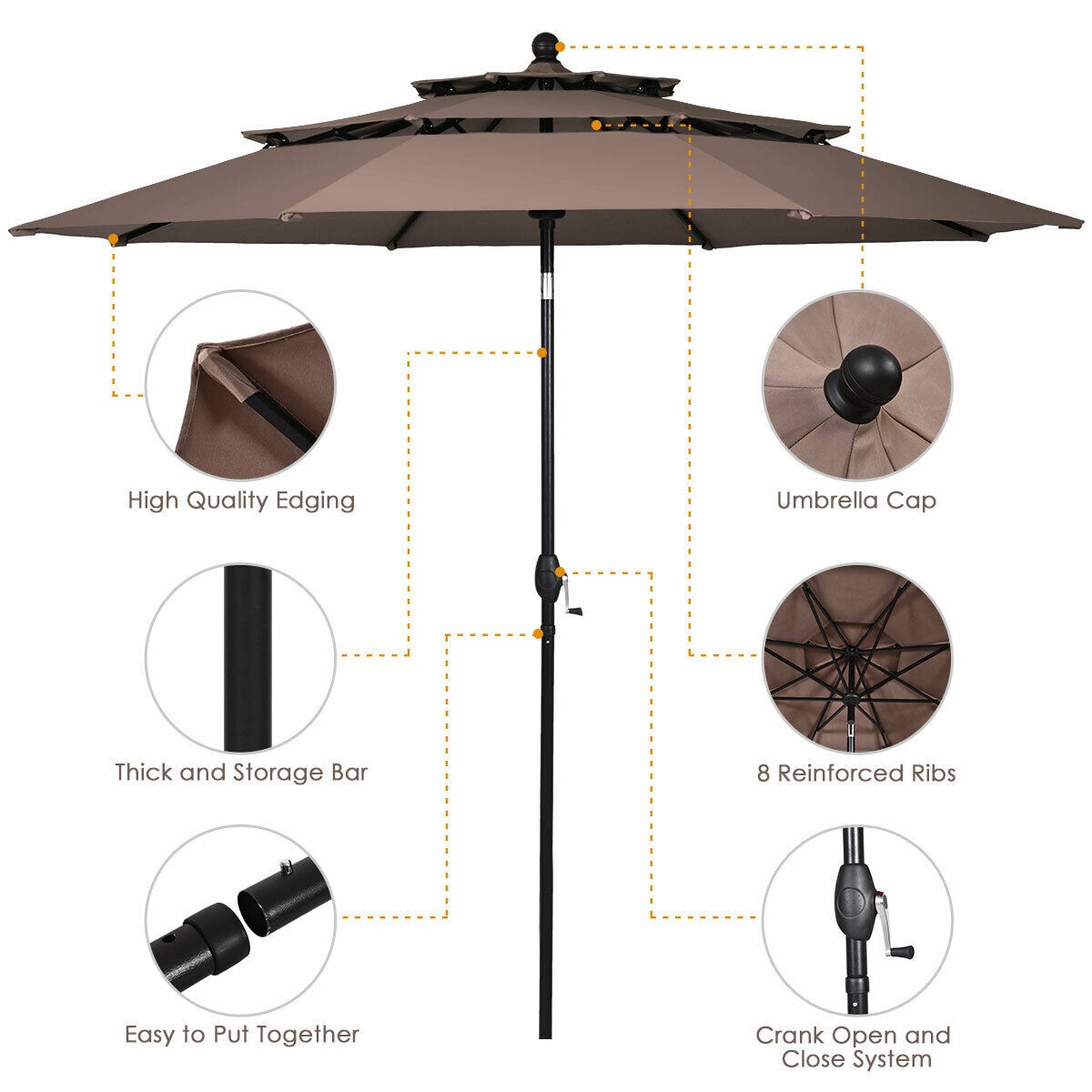 Costway GYM03838 Umbrellas-2 - View #7