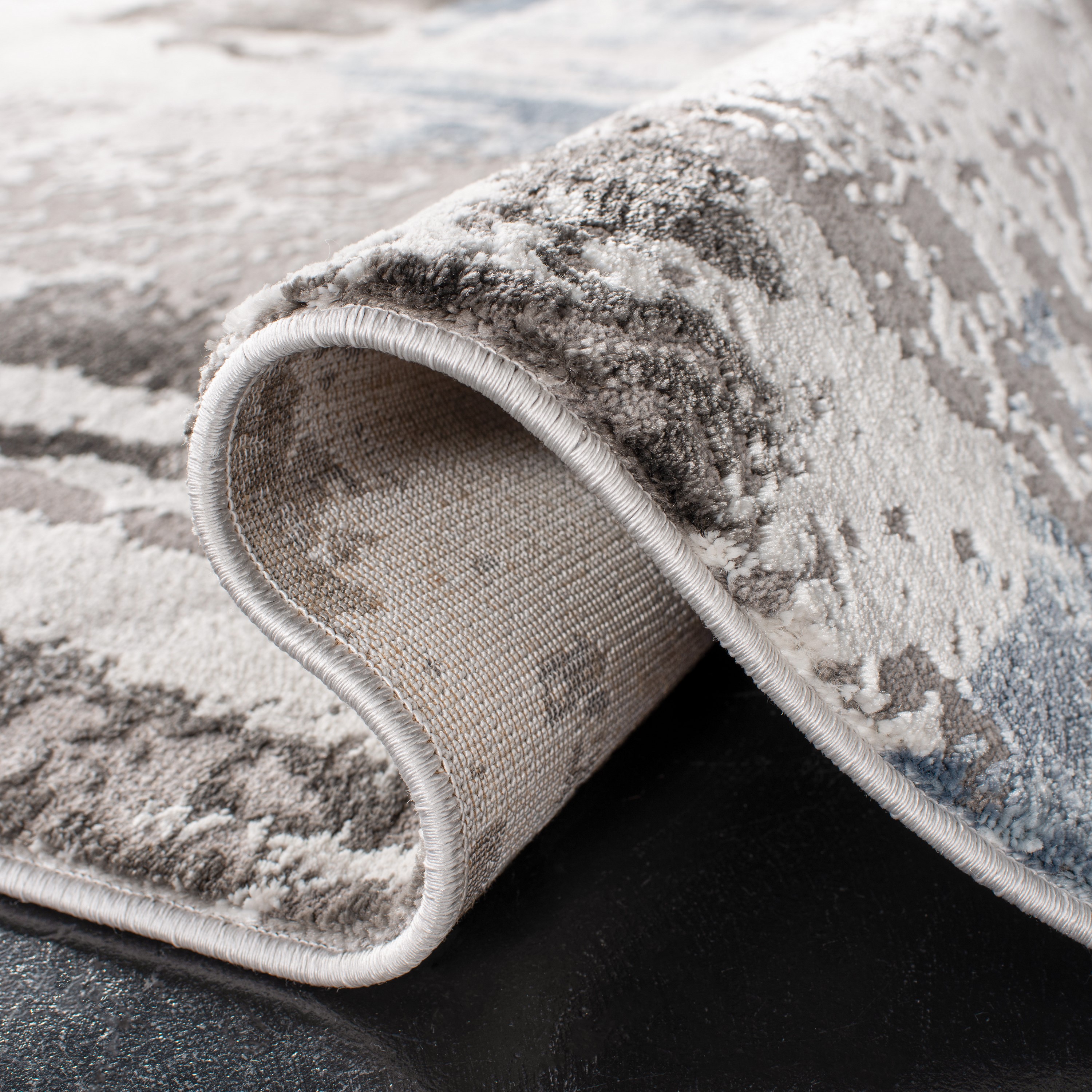 Gray Abstract Reversible 8' x 10' Synthetic Area Rug