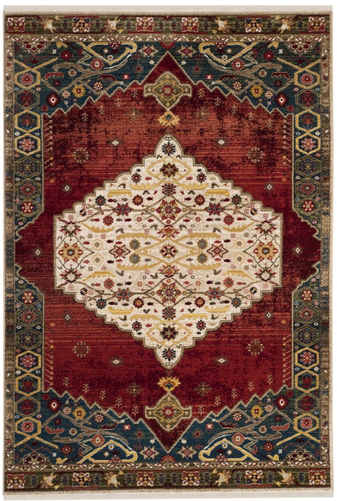 Safavieh KSN300B-5 Kashan Coronado 5 x 7 (ft) Loomed Polypropylene Ivory/Blue Rectangular Indoor Border Global Area rug