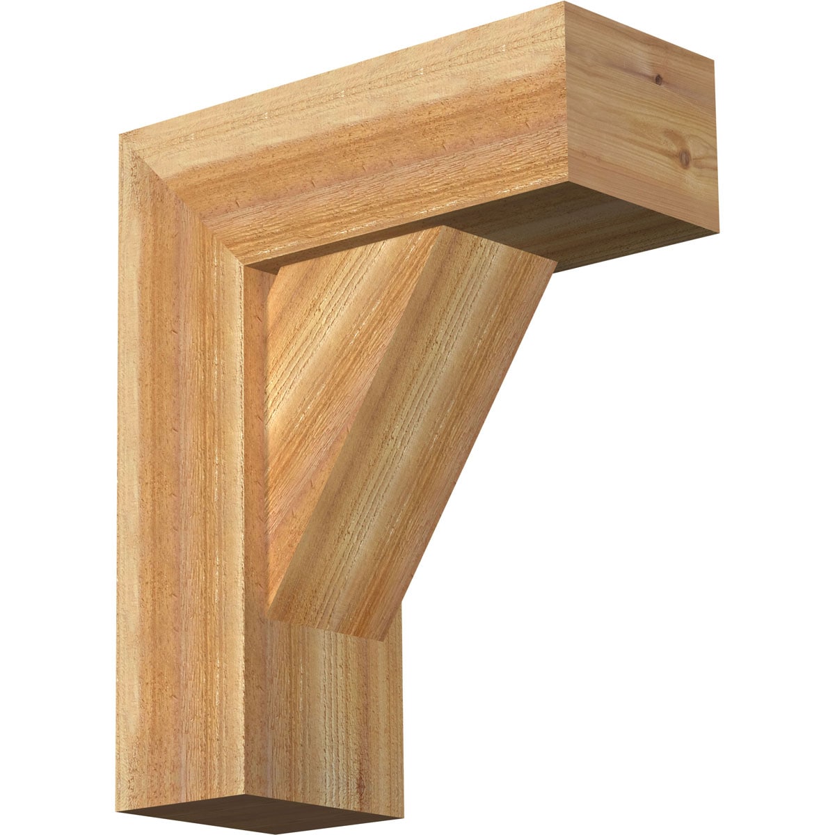 Ekena Millwork 1464767 Traditional Block Rough Sawn Bracket with Offset Brace 8-in x 20-in x 24-in Western red cedar Brown Wood Standard bracket