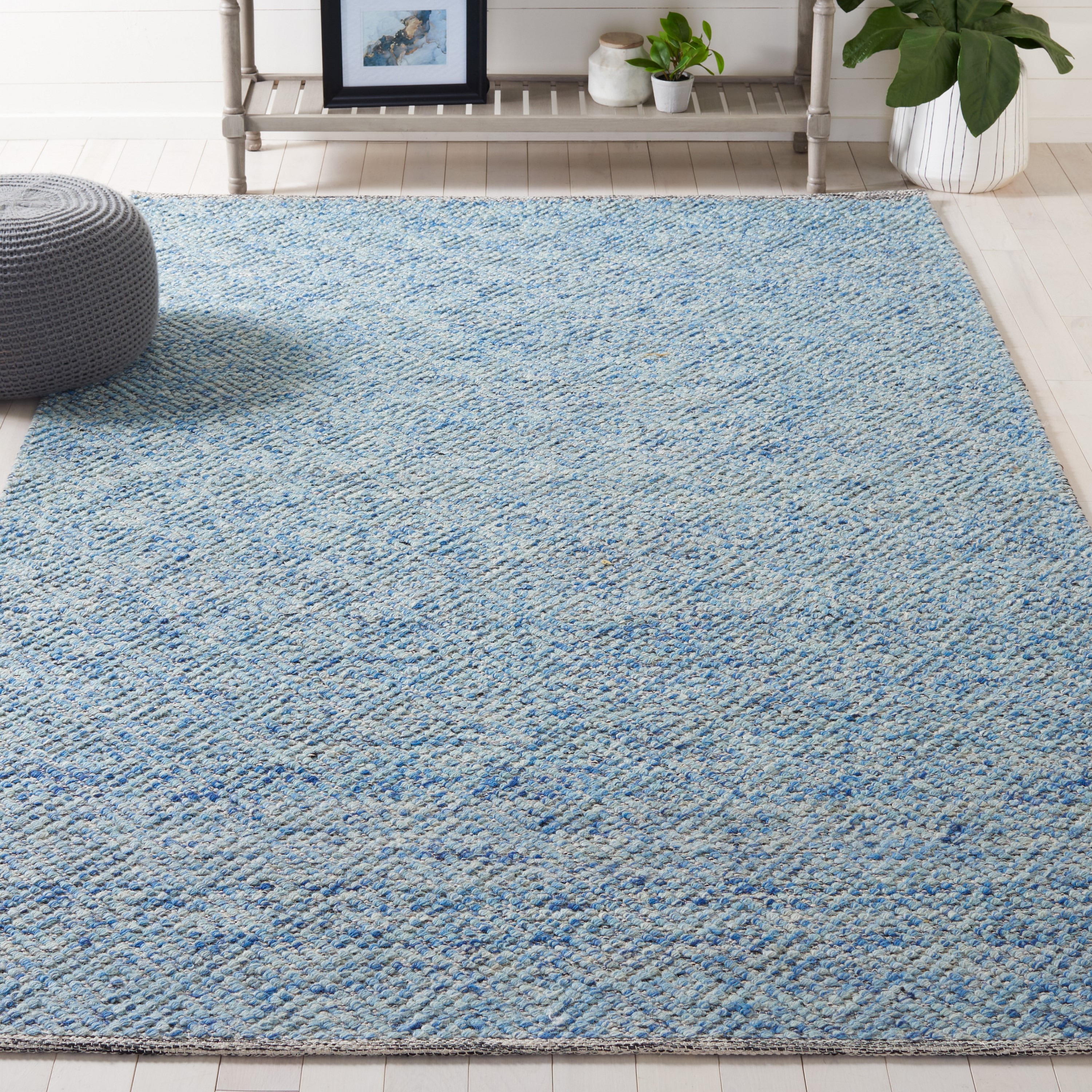Safavieh NAT503B-3 Natura Torngat 3 x 5 (ft) Wool Blue Rectangular Indoor Geometric Coastal Throw rug