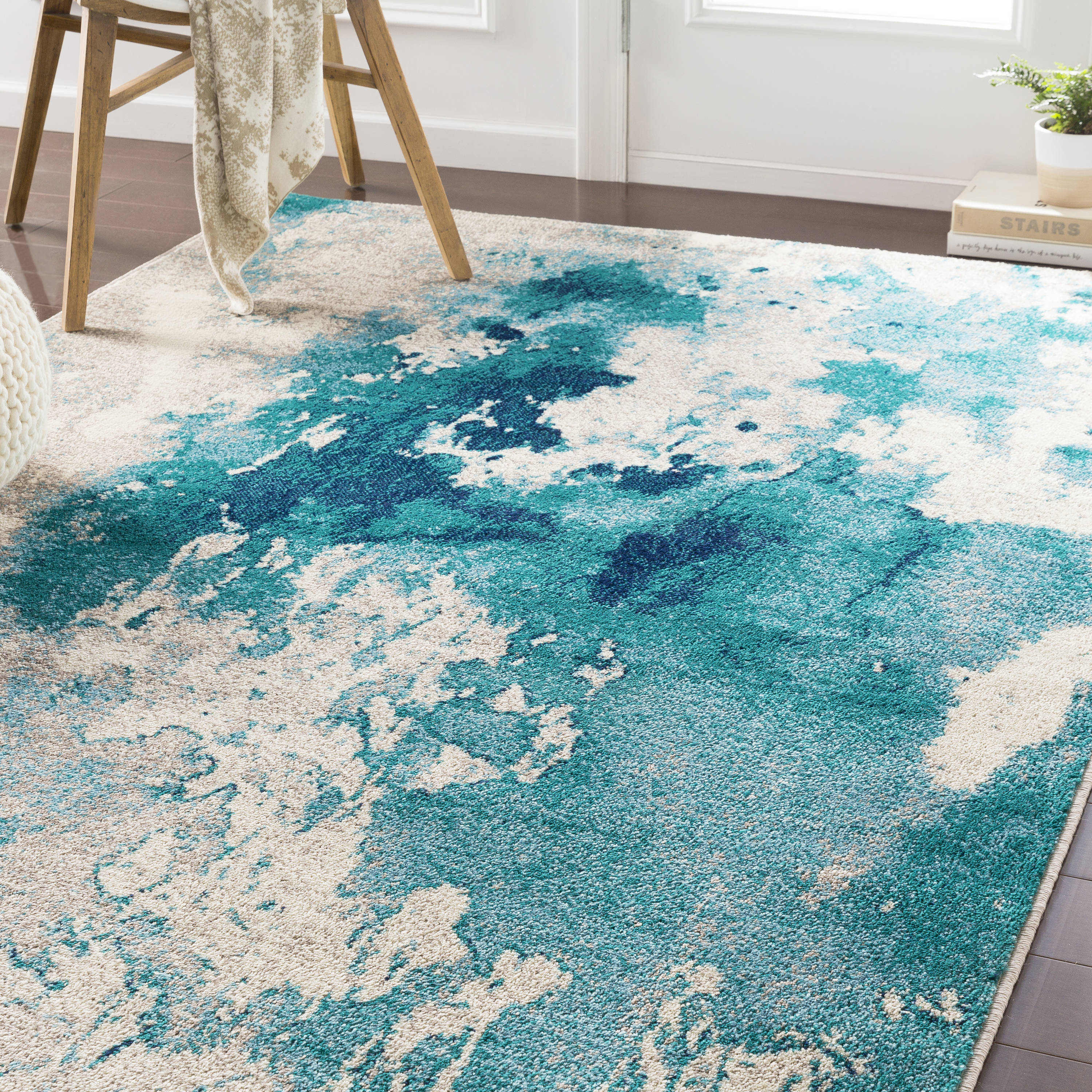 Livabliss PAR1106-5376 Paramount 5 x 8 (ft) Polypropylene Teal Rectangular Indoor Abstract Industrial Area rug