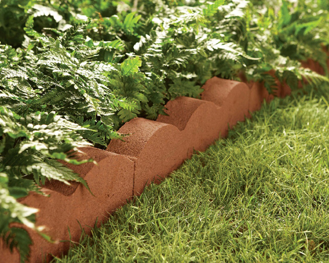 Scalloped 2-in L x 16-in W x 6-in H Red Concrete Straight Edging Stone
