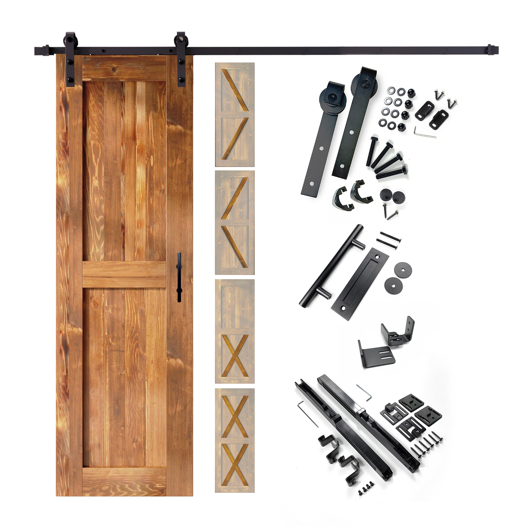 HOMACER YT1TGH066C-3080F-EA 30-in x 80-in Early American Pine Wood Solid core Single Barn Door (Hardware Included)