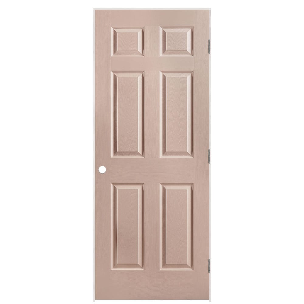 Masonite 1316944 32-in x 80-in Sandpiper Solid core 6-panel Left hand Textured Prefinished Molded composite Flat Jamb Single Prehung Interior Door