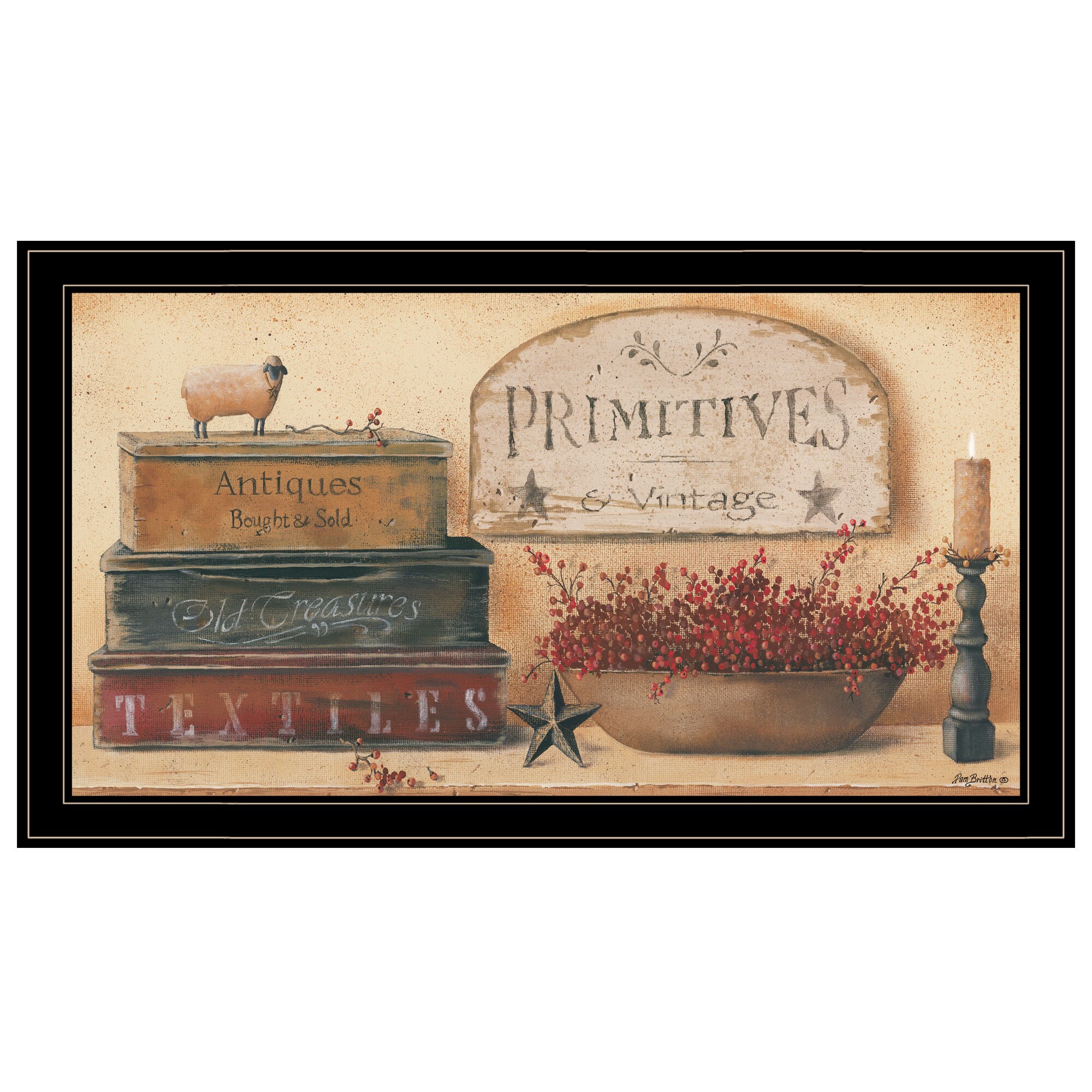 HyperDrop Cart Black Coated Solid Wood Primitives and Vintage Wall Art ...