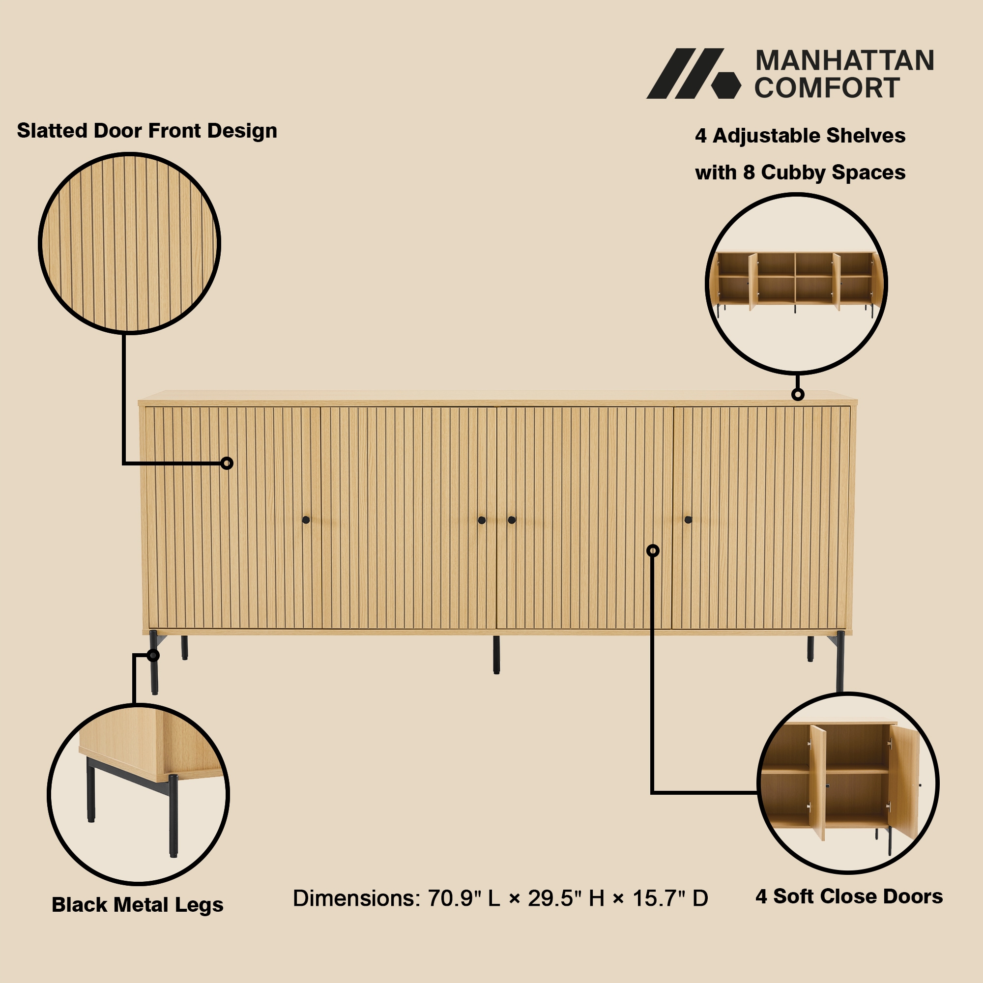 Manhattan Comfort SB004-NA Dining-Kitchen-Storarge - View #4