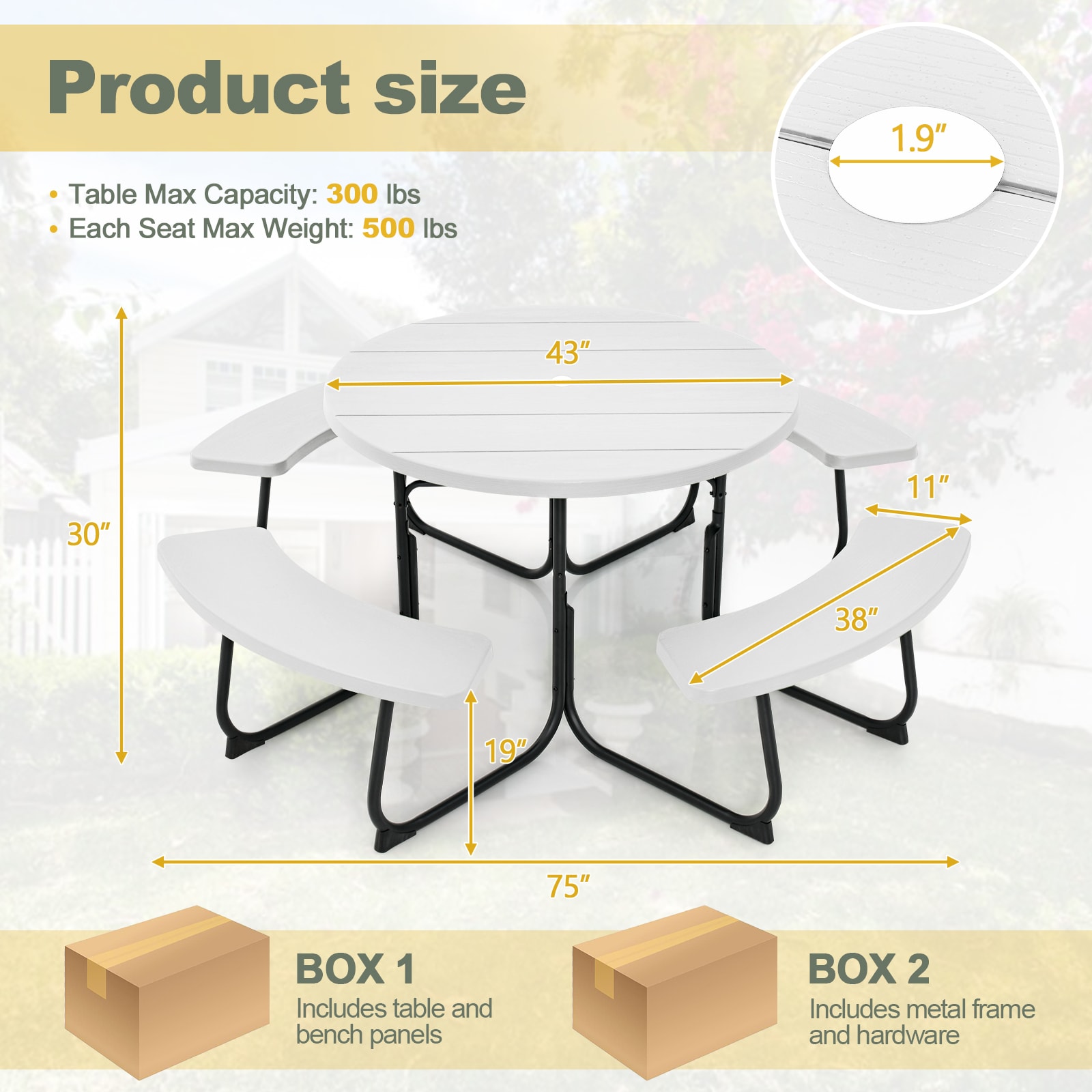 Poinic CWG11264WH-X Picnic-Tables - View #7