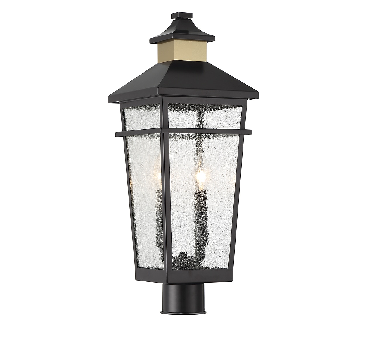 Savoy House 5-718-143 Kingsley 22.5-Inches Matte Black with Warm Brass Modern/contemporary Outdoor Light post lantern
