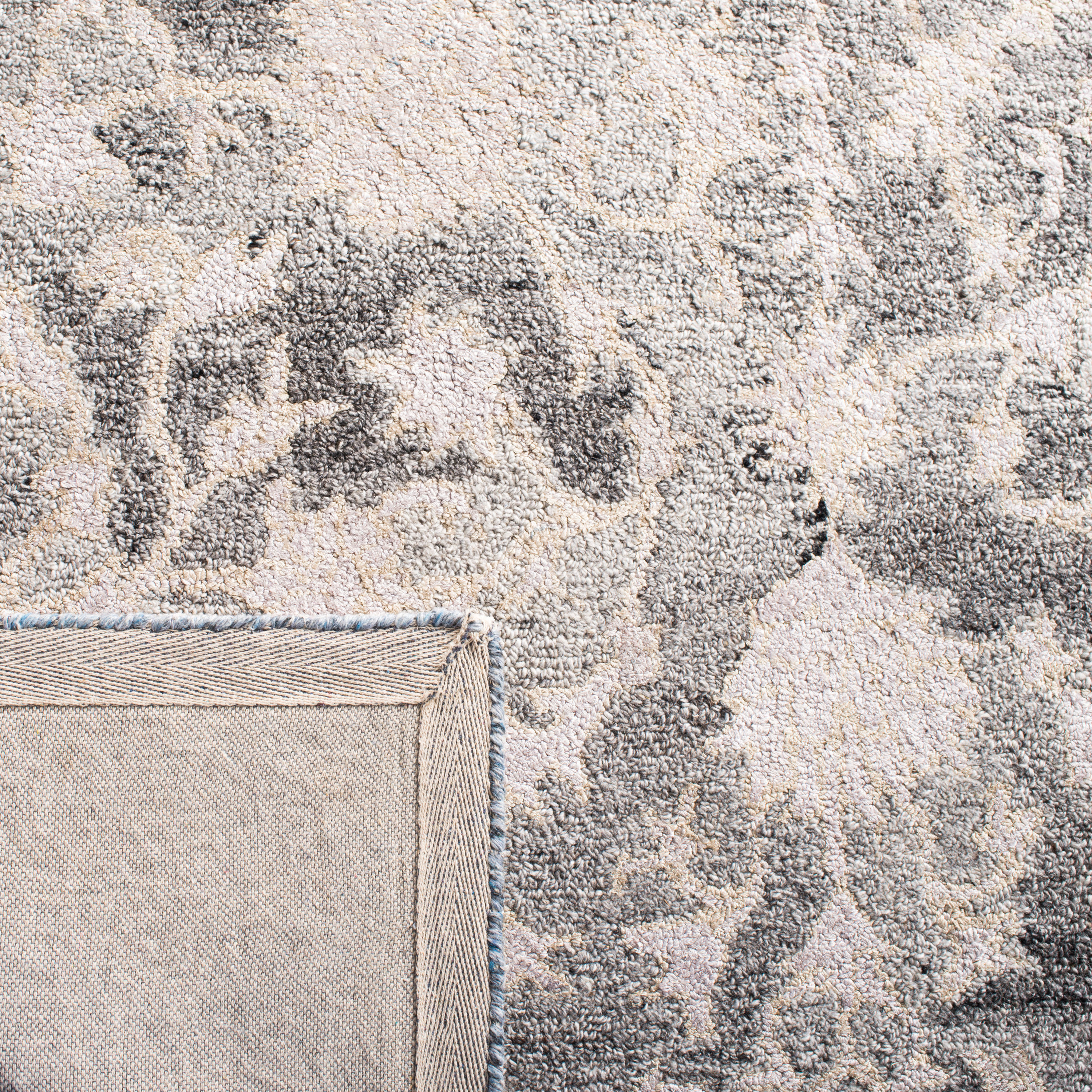 Handmade Blue and Beige Wool Abstract Runner Rug, 2'-3" x 8'