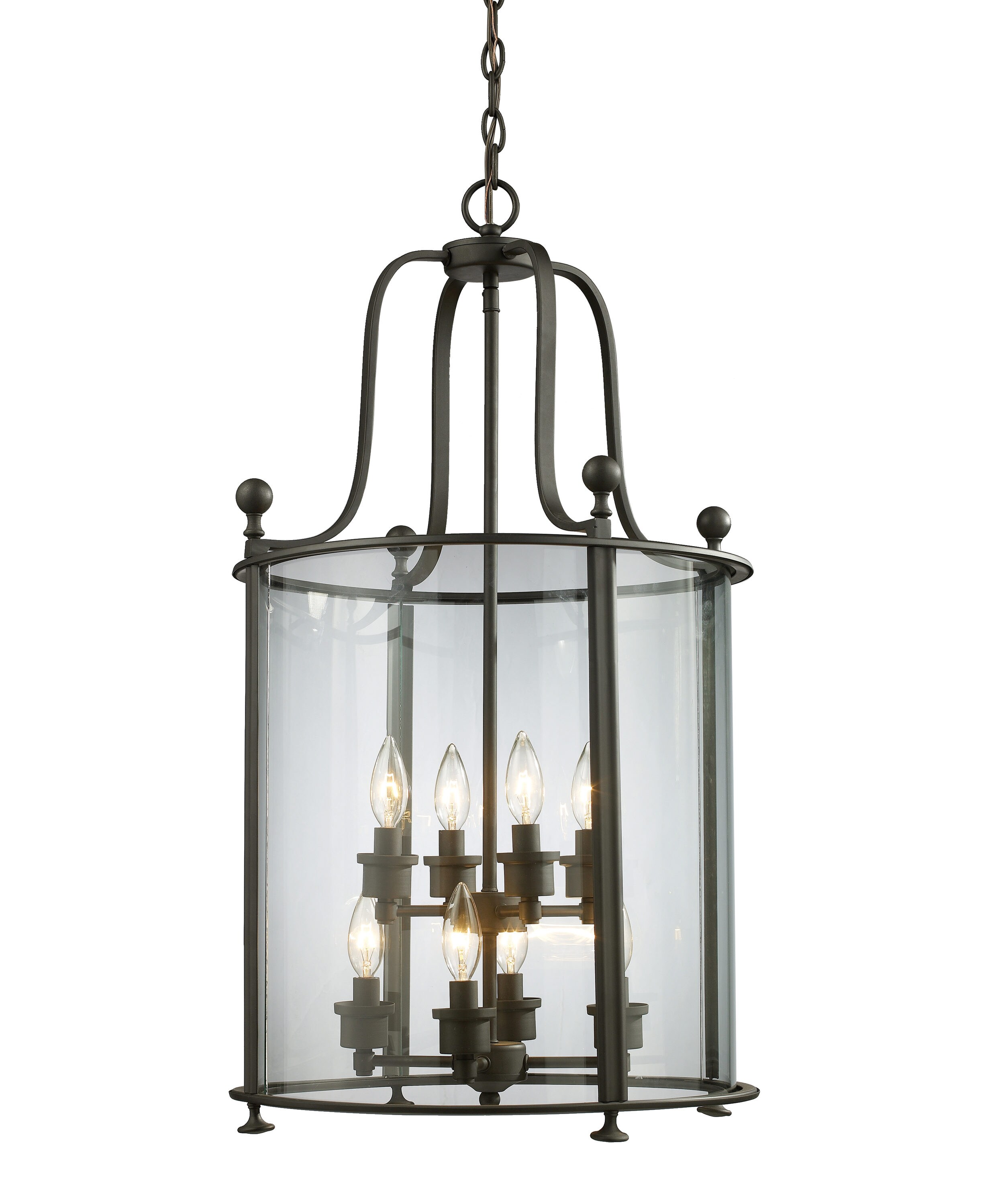 Z-Lite 135-8 Wyndham 8-Light Bronze Modern/Contemporary Clear Glass Drum Hanging Pendant Light