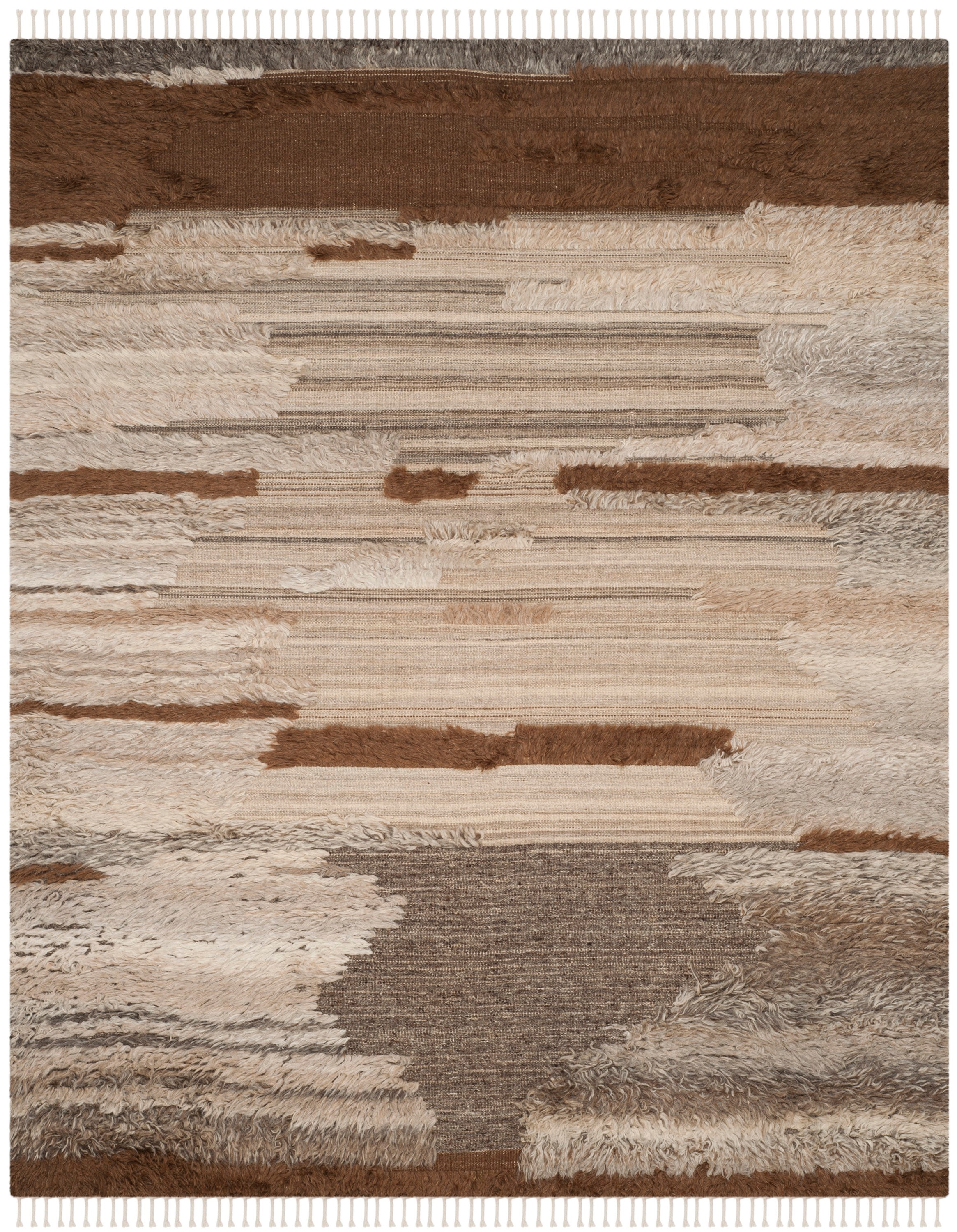 Hand-Knotted Gray Wool 10' x 14' Rectangular Area Rug