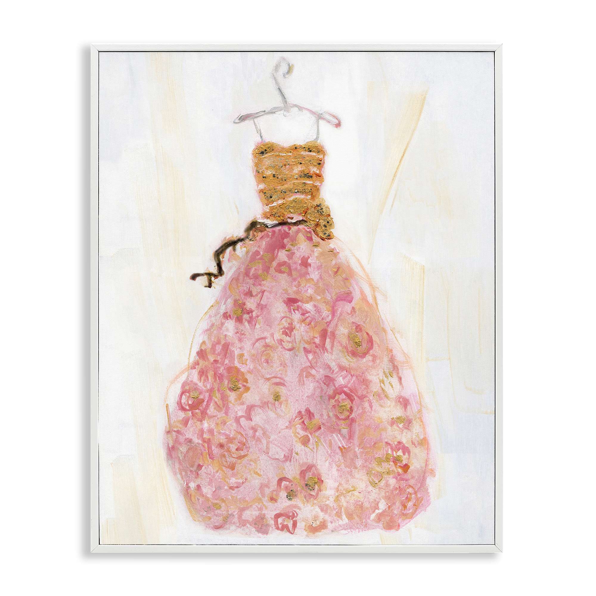 Stupell Industries BT-977-WFR-11X14 Classy Posh Pink Ball Gown White Framed Giclee Art By Sally Swatland 11 x 14