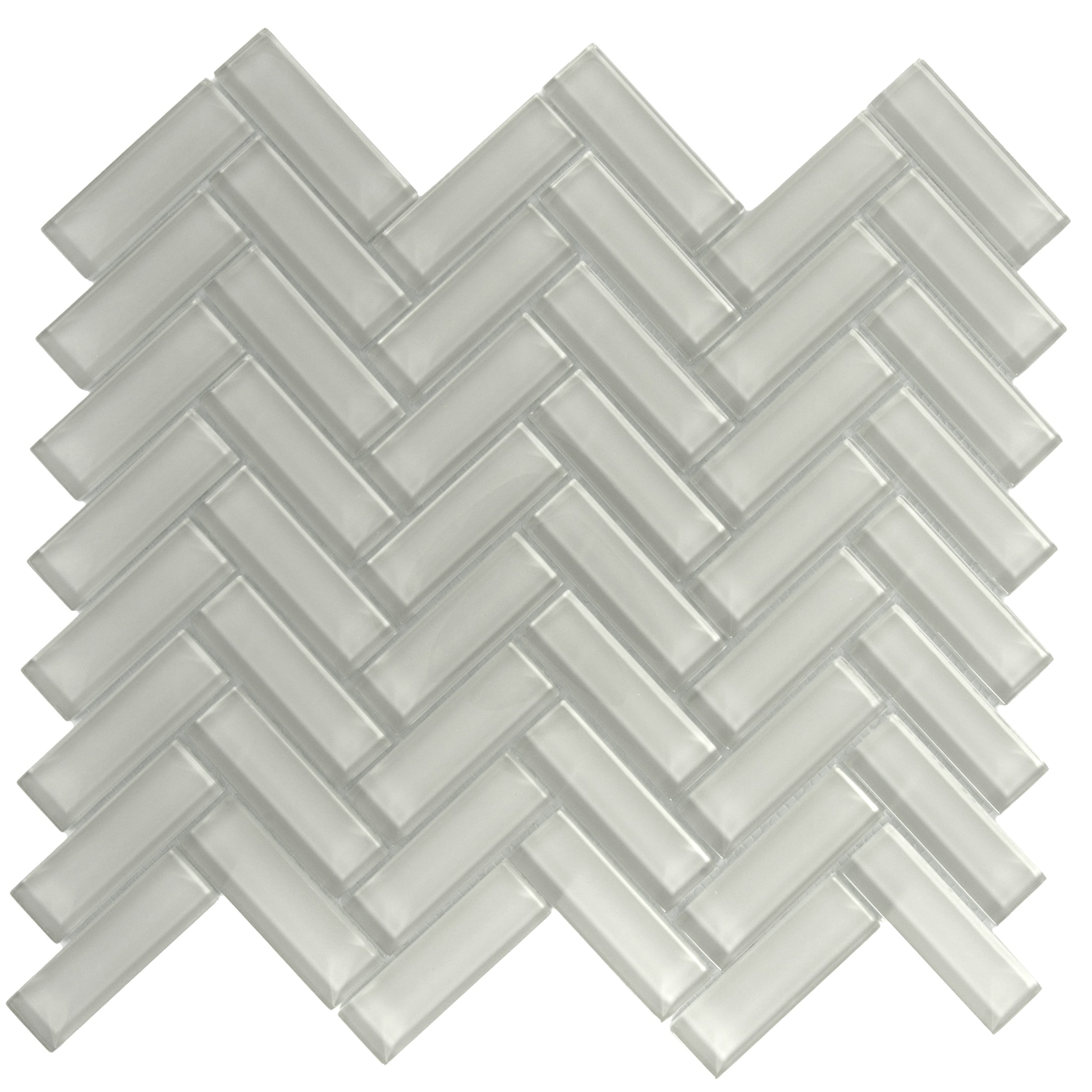 Apollo Tile APLHB88085A Colorway Beige 11-in x 13-in Glossy Glass Patterned Herringbone Mosaic Floor and Wall Tile (4.81-sq. ft/ Carton)
