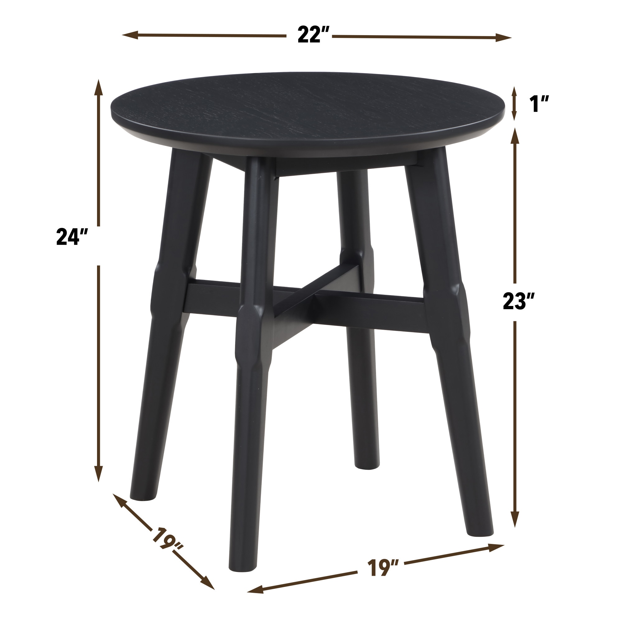 Oslo Black Round Wood Mid-Century Modern End Table