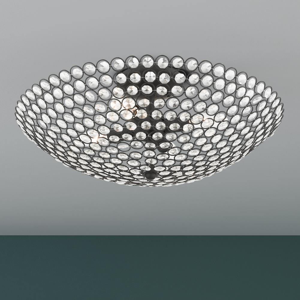 Cassandra Crystal Bowl 4-Light Black Semi-Flush Mount
