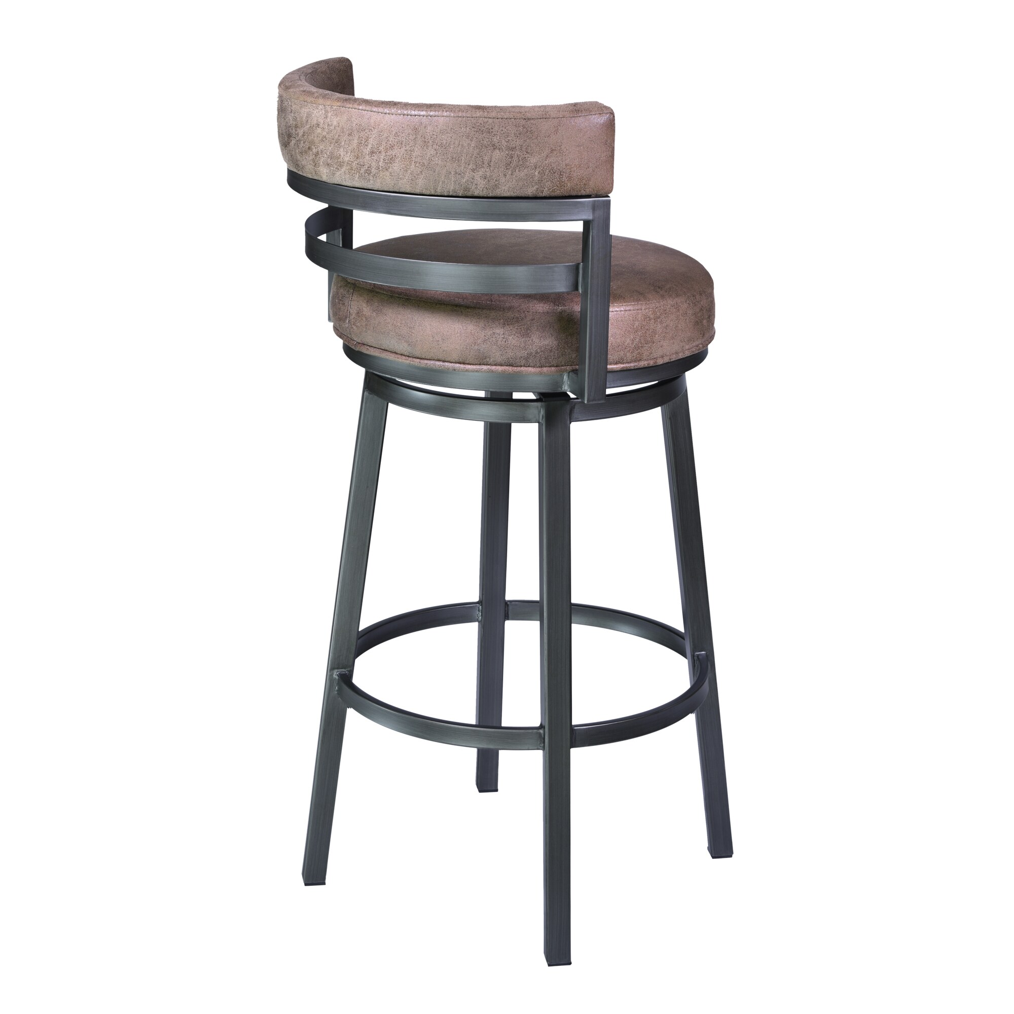 Armen Living 721535746866 Mineral Finish 26.0-in H Counter height Bucket seat Upholstered Swivel Metal Bar Stool with Arms