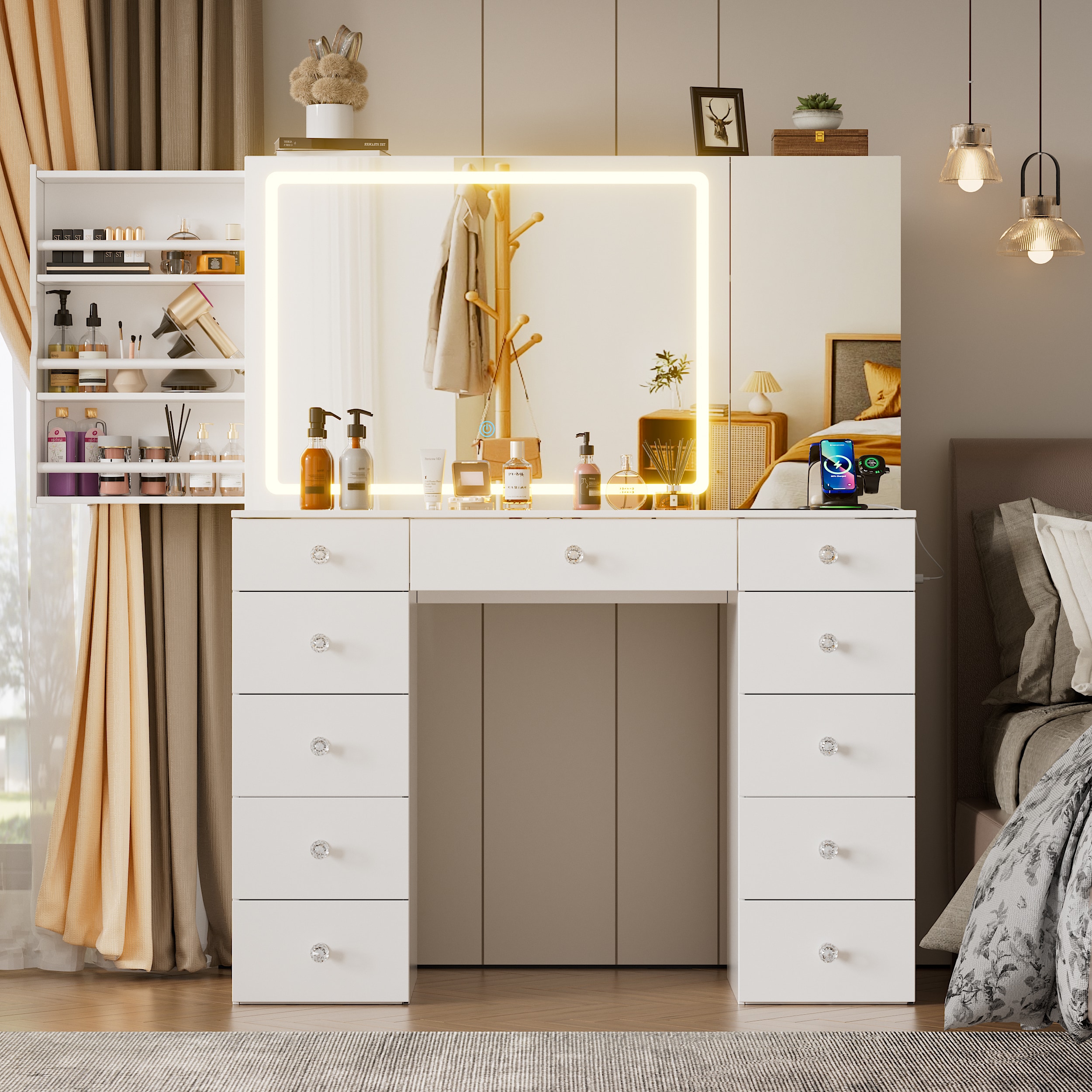 PAKASEPT TTAK011-WWXY241104 45.7-in White Makeup Vanity