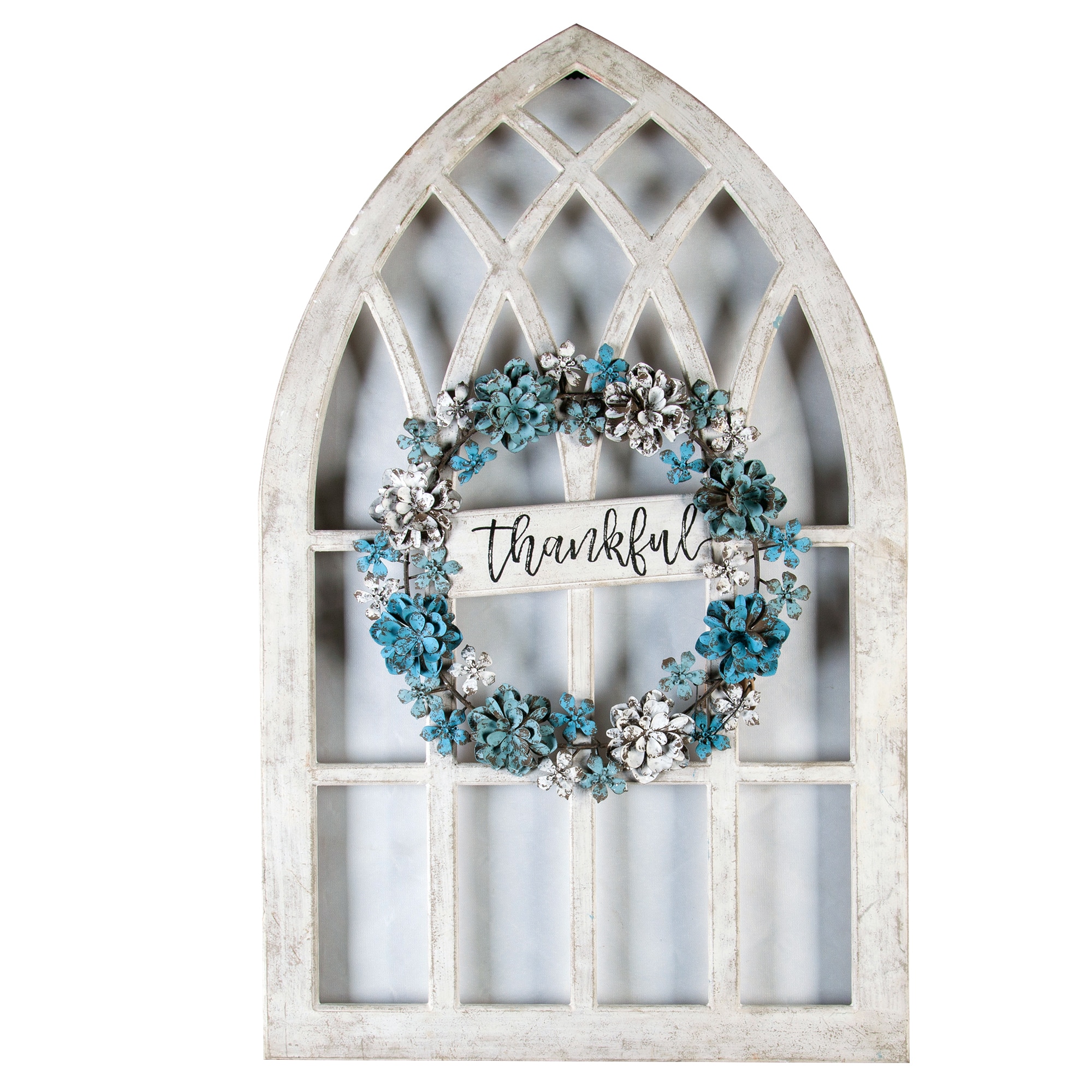 LuxenHome WHA750 17.75-in W x 31.5-in H Wood Window Country Wall accent