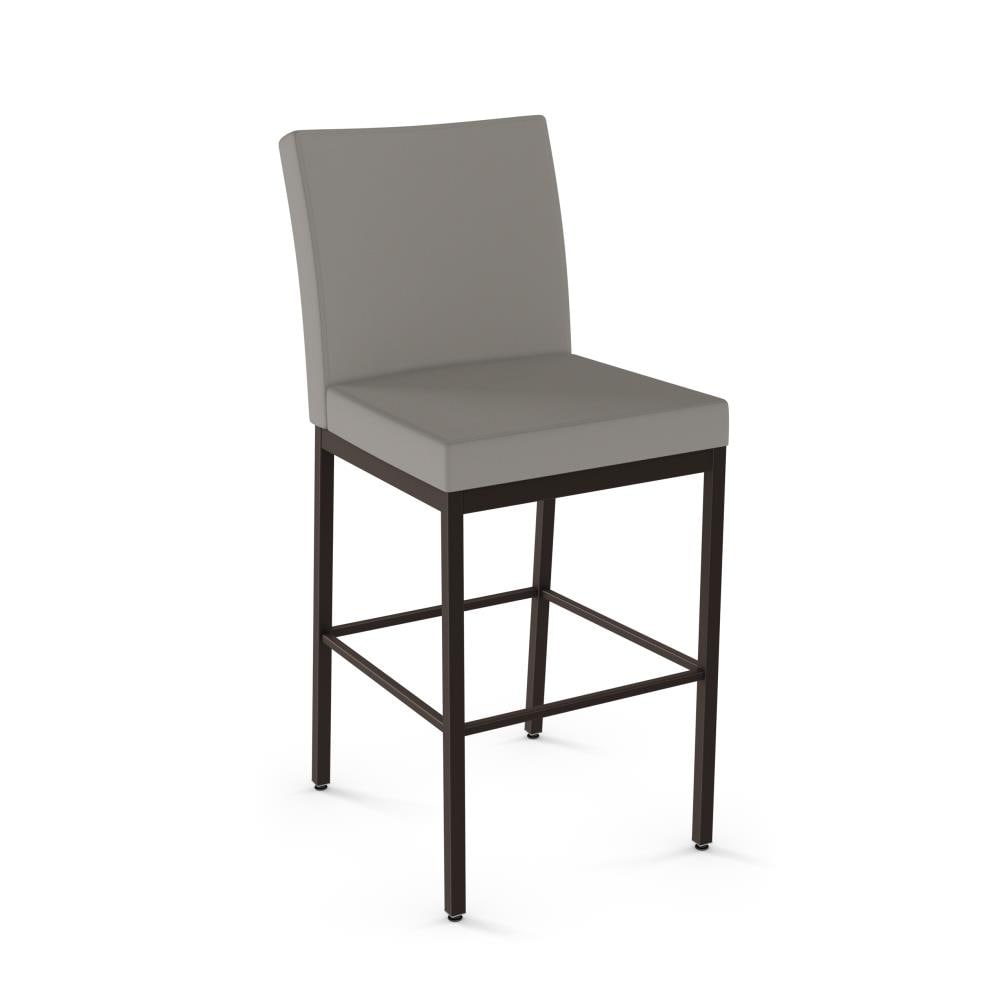 Elegant Perry 26'' Beige Faux Leather Counter Stool with Metallic Base