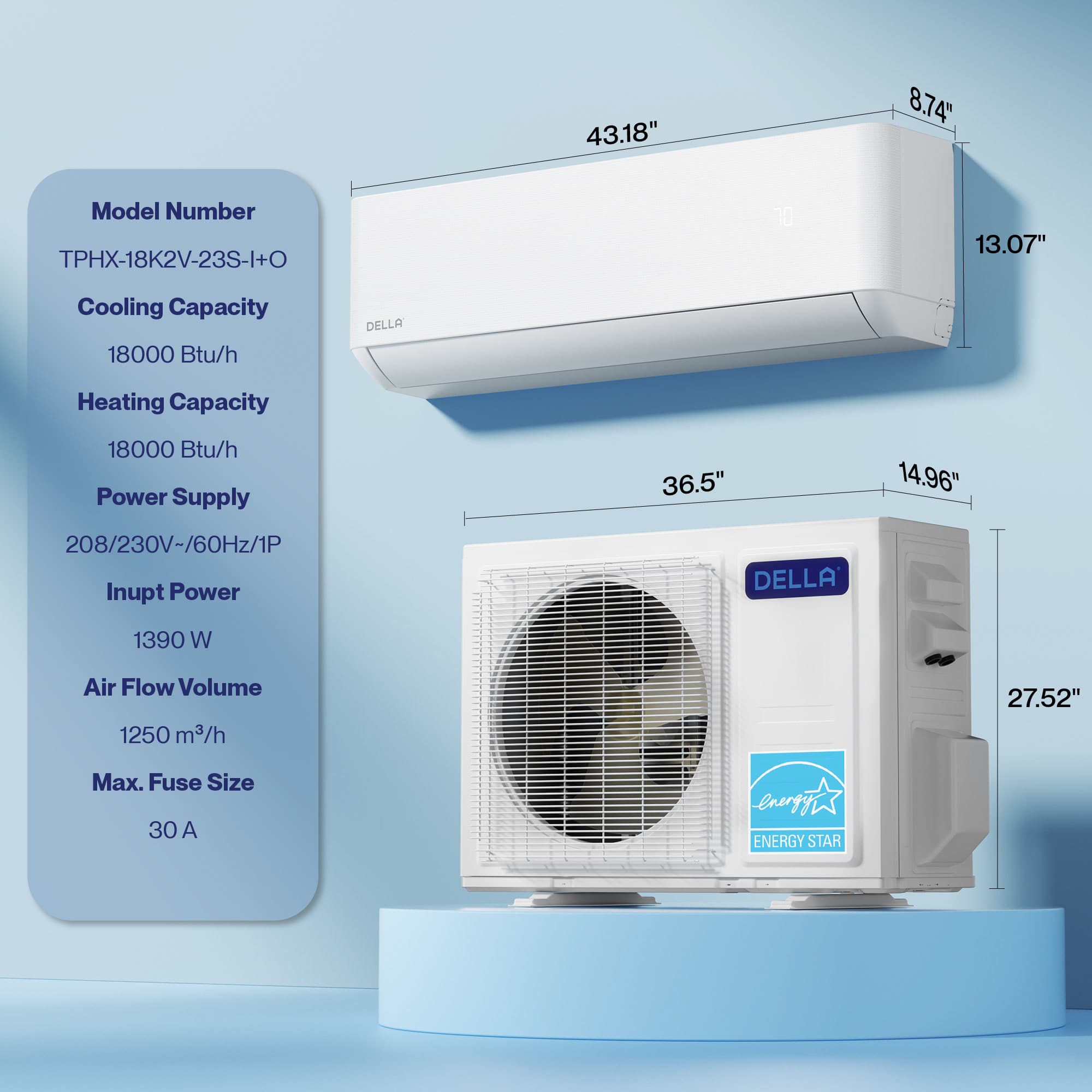 DELLA TPHX-18K2V-23S-I+O Ductless-Mini-Splits - View #8