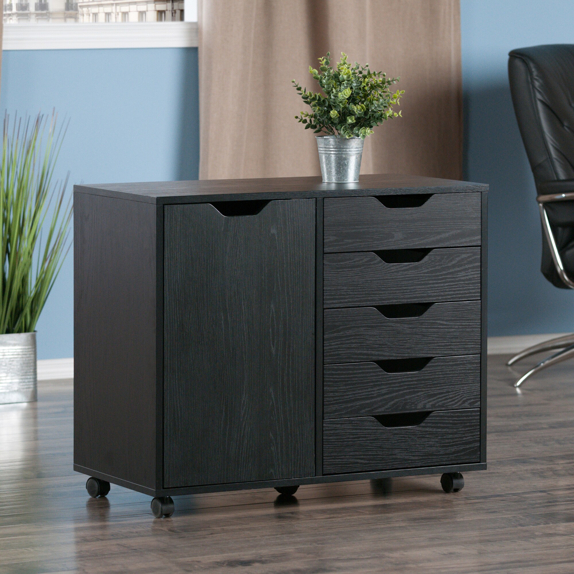 Winsome Wood Halifax Black 5-Drawer File Cabinet in the File Cabinets ...