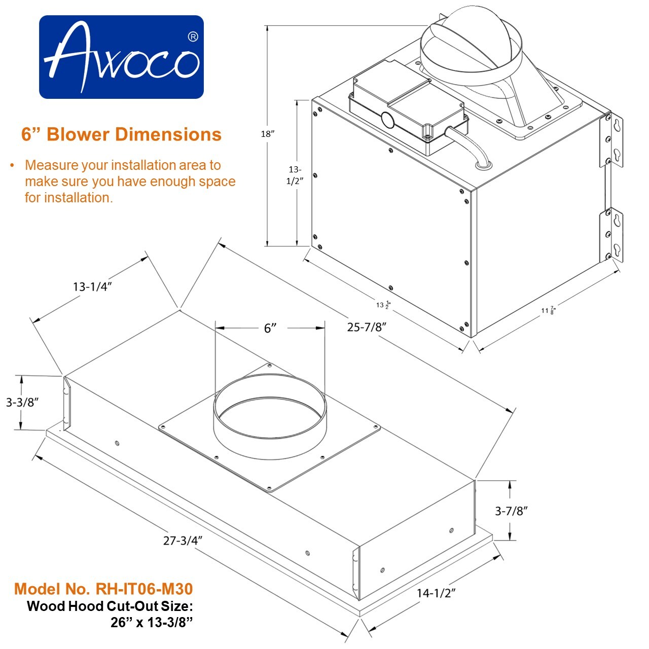 Awoco RH-IT06-M30 Undercabinet-Range-Hoods - View #6