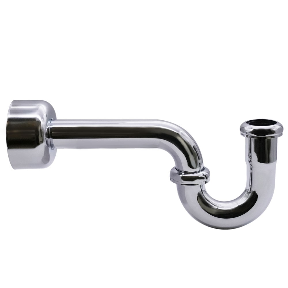 WatermarkFixtures WMF-1.5-PTRAP-NB Unlacquered Natural Brass 1-1/2 P-Trap  With Tailpiece & Flange 18 Gauge Brass Pipe, Faucet Flanges -  Canada