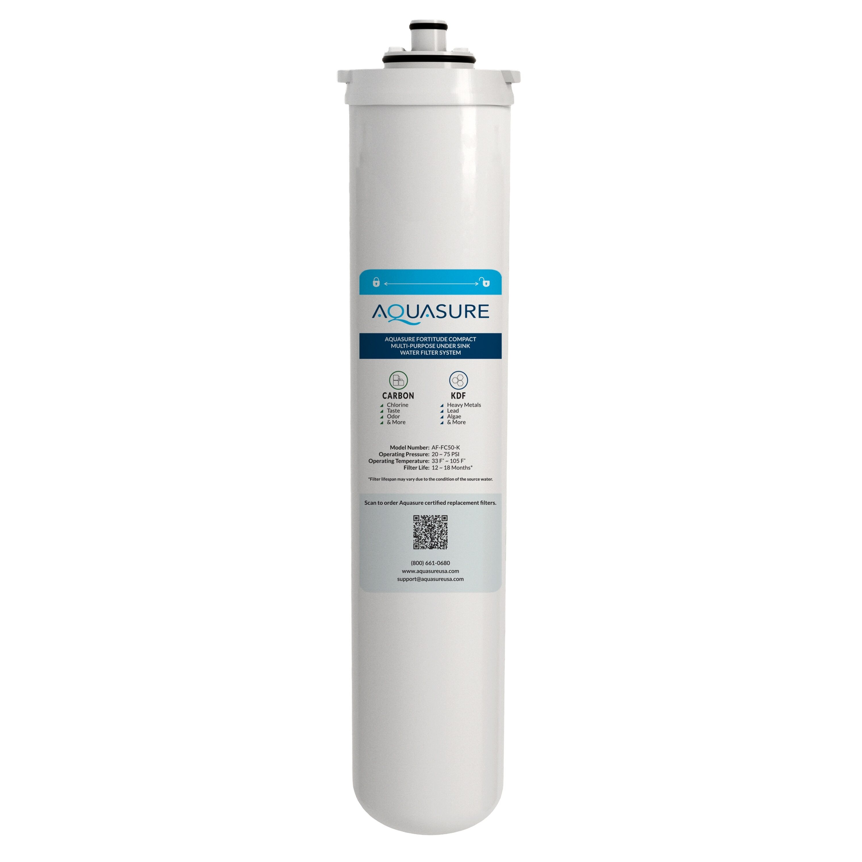 AQUASURE AF-FC-50CK Fortitude Compact KDF Under sink Replacement Filter