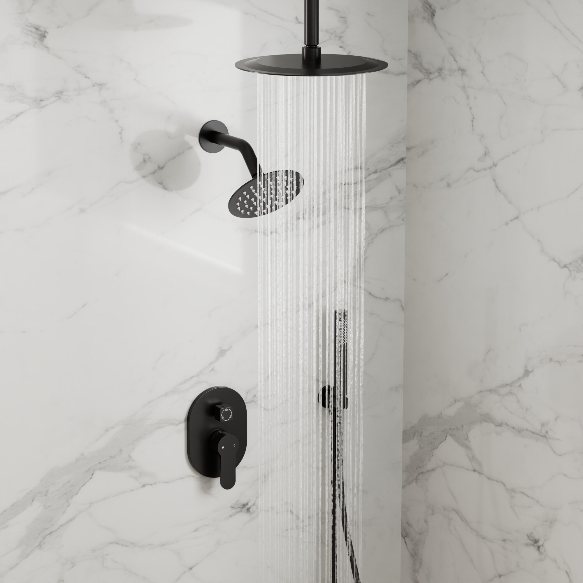 GRANDJOY FL2558-MB Tub-Shower-Faucets - View #12
