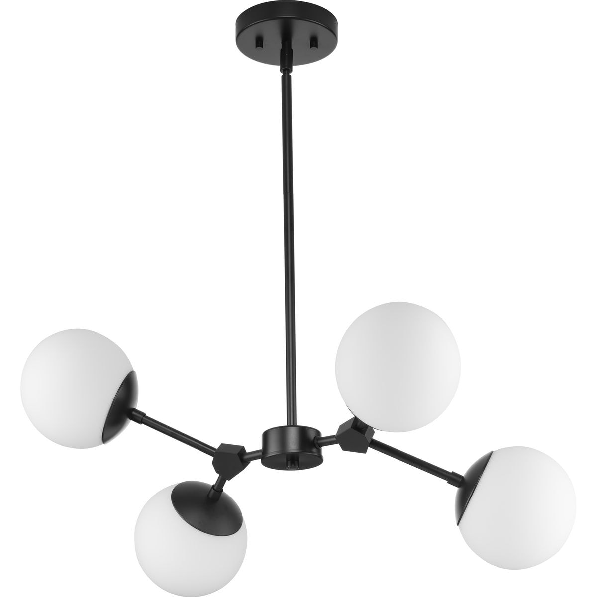 Progress Lighting P400307-31M Haas 4 -Light Matte Black Mid-century For Use in Bedrooms, Dining Rooms, Foyers, Kitchens, Living Rooms Chandelier