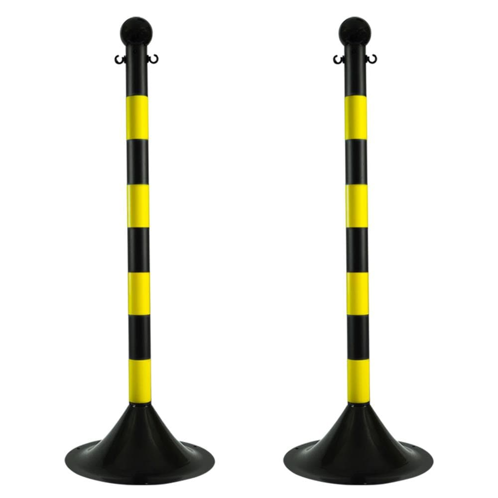 Mr. Chain 91529-2 Black/yellow Stripes Light Duty Stanchion (2-pack)
