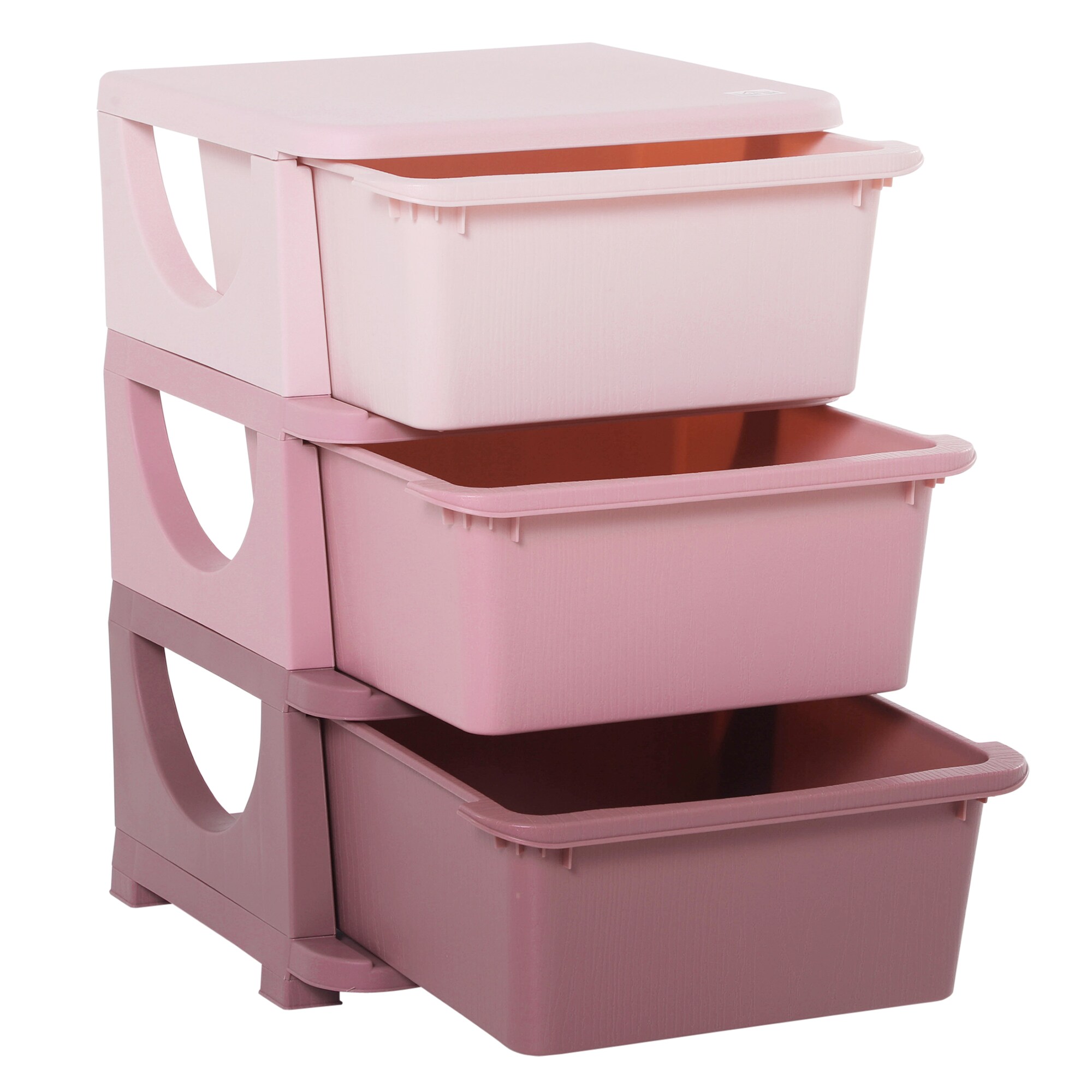 OIAHOMY 3 Tier Kids Storage Unit Dresser Tower with Drawers Chest Toy Organizer for Bedroom Nursery Kindergarten Living Room for Boys Girls Toddlers Pink