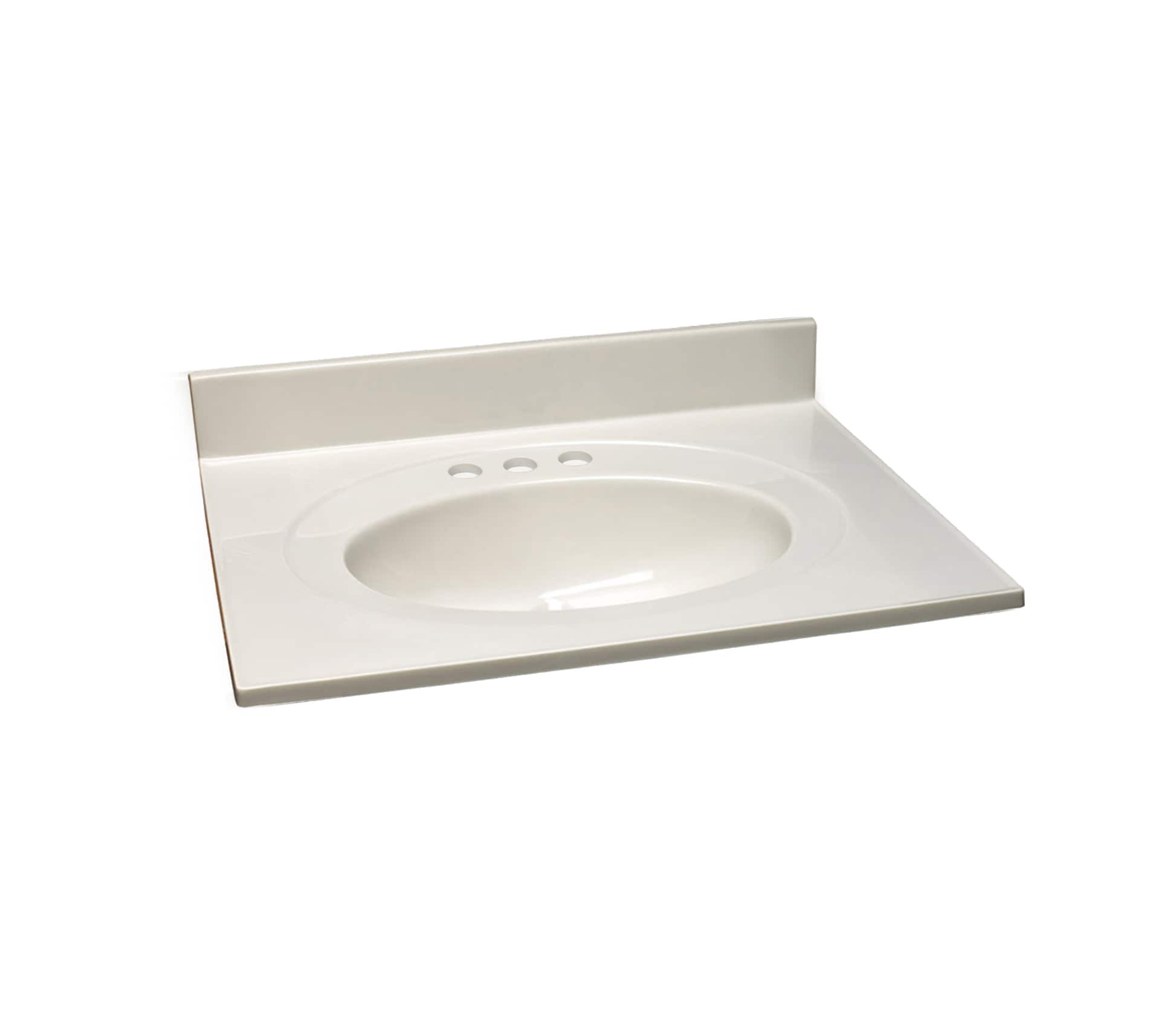 Design House 586313 25-in x 22-in Ivory Swirl Cultured Marble Single Sink 4-in Centerset Faucet Mount Bathroom Vanity Top