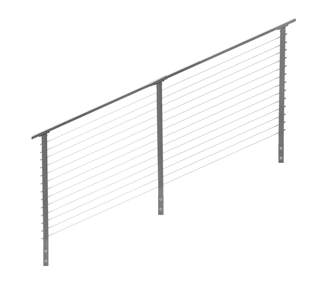 CityPost CP-8-G-S-F-42 Stair Face Mount 8-ft x 42-in Grey Steel Deck Cable Rail Kit