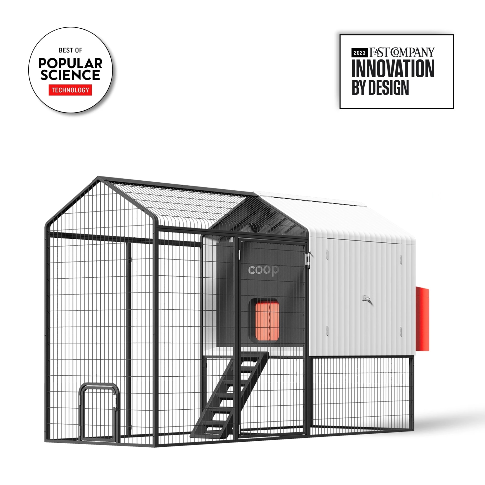 Smart Black and White Steel Chicken Coop with Automatic Door